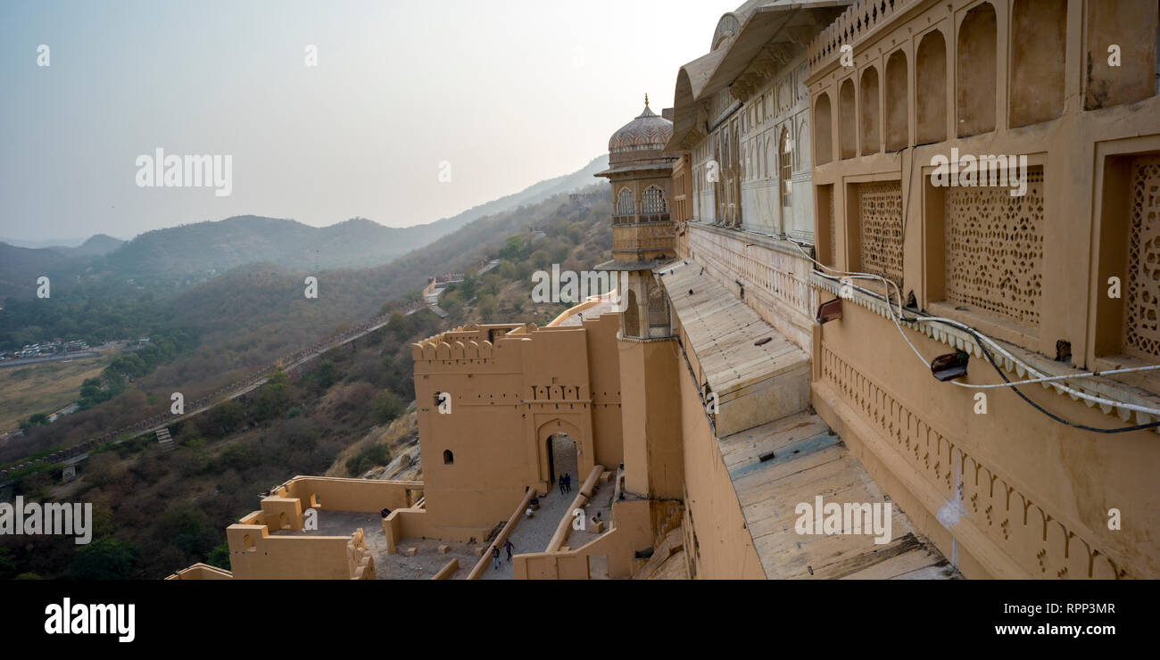 Erhöhten Blick auf Amber Fort, Jaipur, Rajasthan, Indien Stockfoto