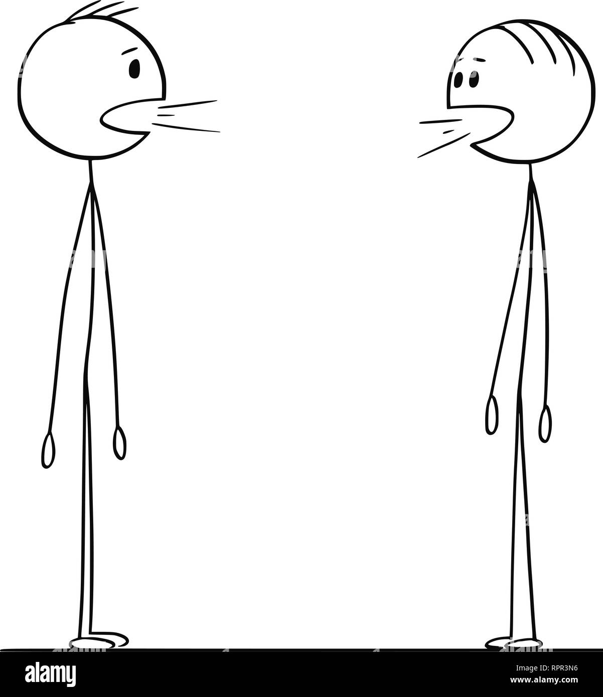 Cartoon von zwei Männern, Gespräch, beide sprechen in der gleichen Zeit Stock Vektor
