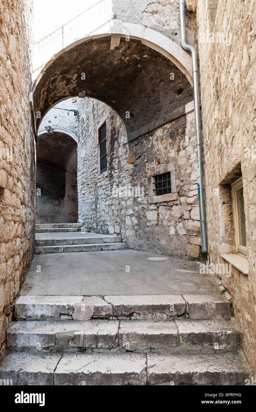 Gasse in Trogir, Šibenik-Knin County, Kroatien Stockfoto