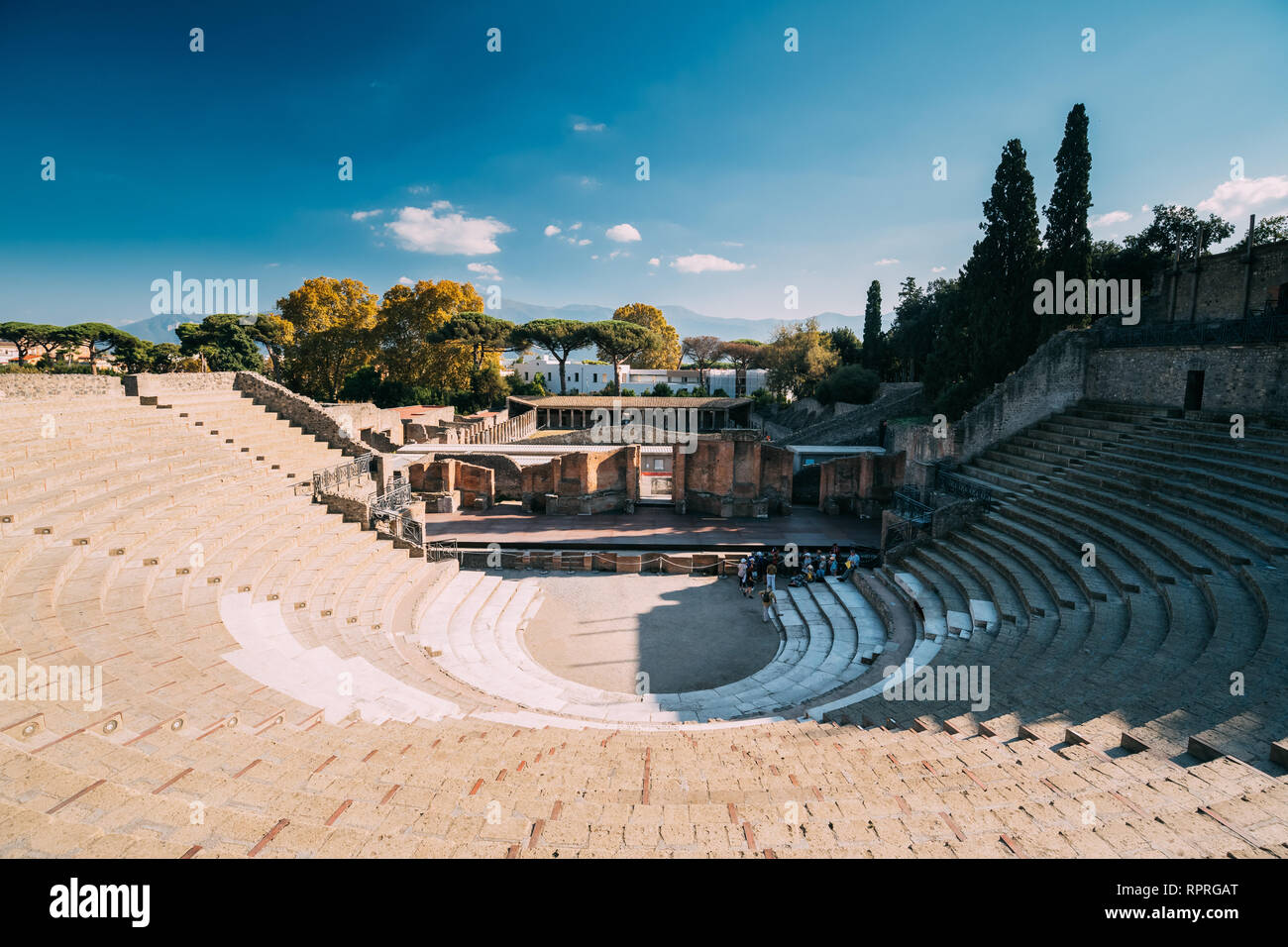 Pompeji, Italien. Ansicht der großen Theater des Pompeius Stockfoto