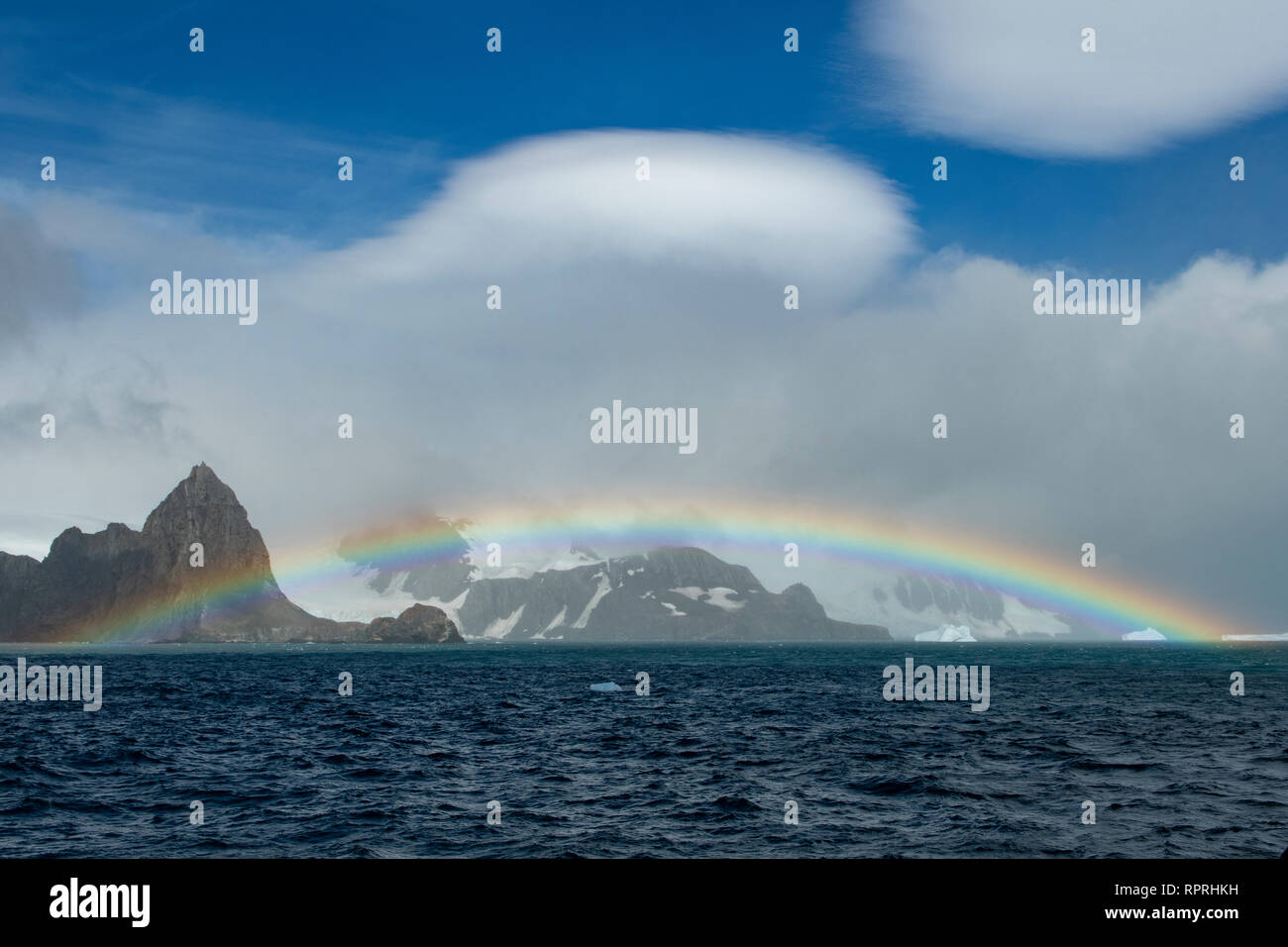 Regenbogen auf Elephant Island Stockfoto