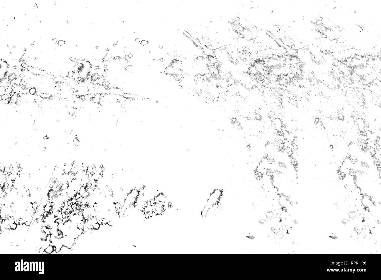 Schwarz und Weiß ist grunge Hintergrund. Abstrakte monochrome Textur. Muster der Kratzer, Farben und Flecken. Stockfoto