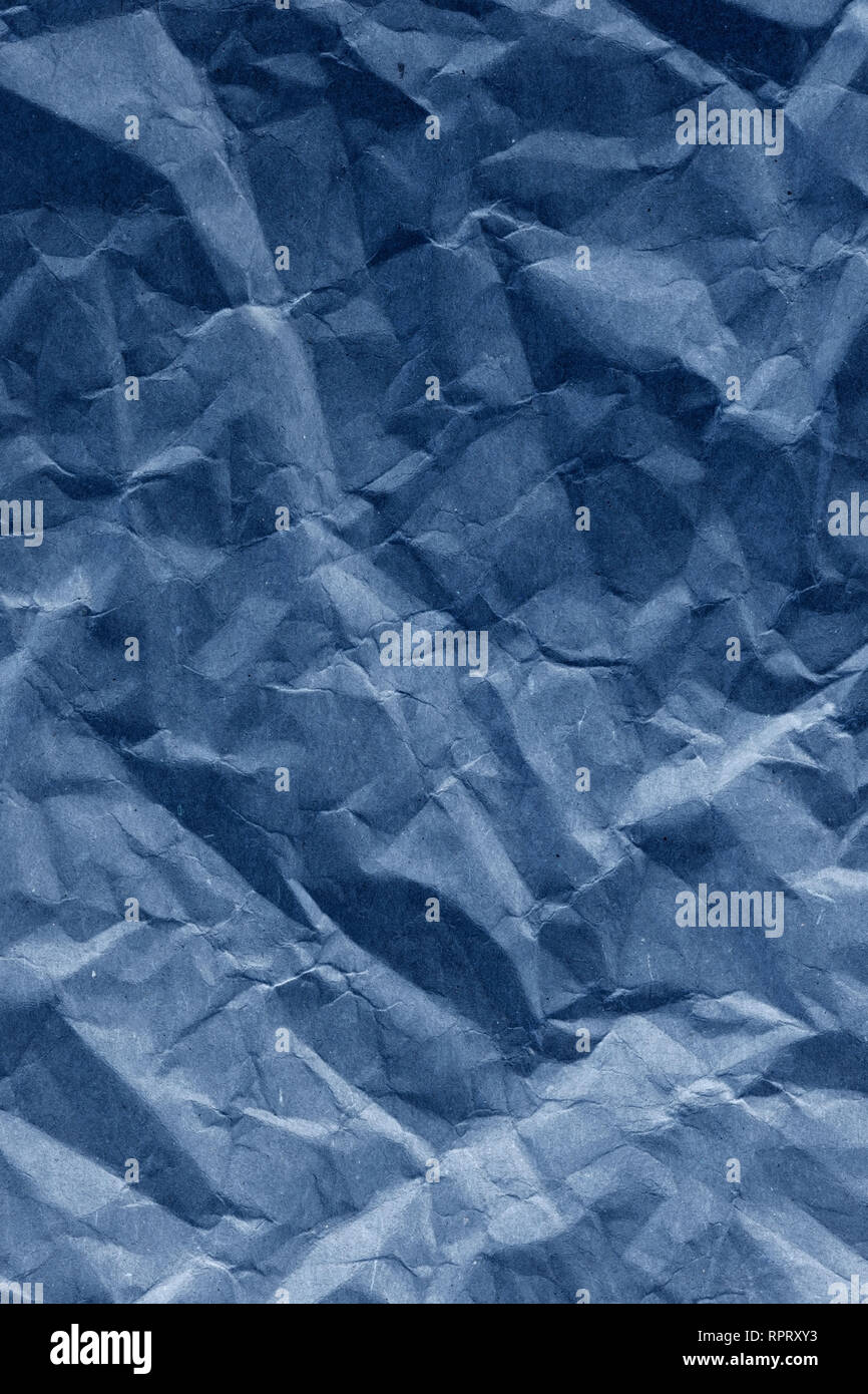 Blau verknittertes Papier Textur Stockfoto