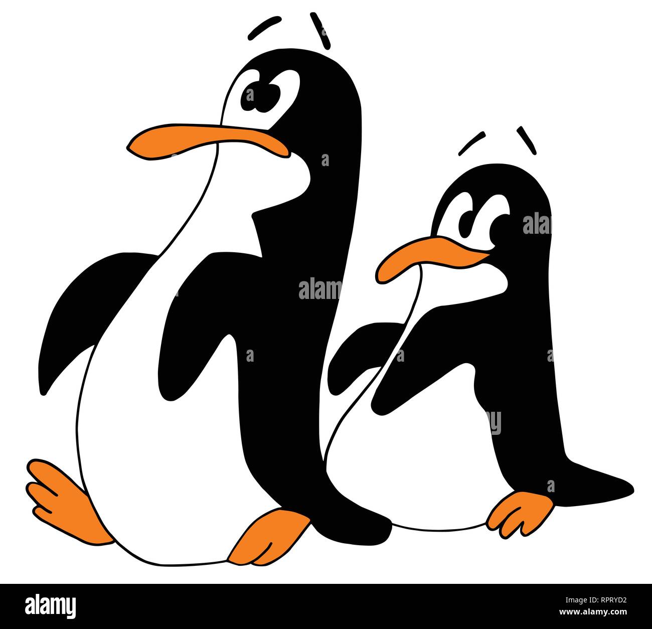 Vater und Baby Pinguin marschiert am Nordpol Vector Illustration Stock Vektor
