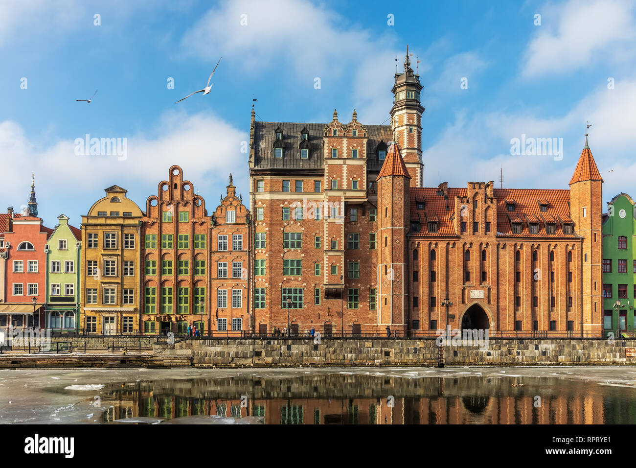 Mariacka Tor und anderen bunten Fassaden in Danzig, Polen. Stockfoto