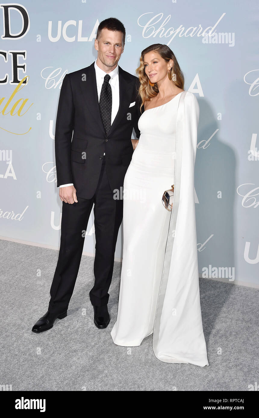 LOS ANGELES, Ca - 21. Februar: Tom Brady (L) und Gisele Bündchen am Hollywood für Wissenschaft Gala an Private Residenz am 21. Februar 2019 in Stockfoto