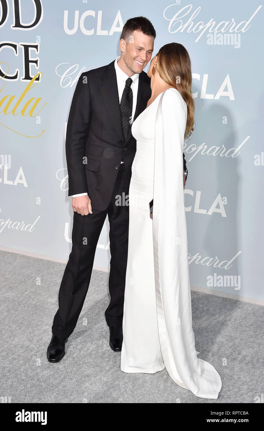 LOS ANGELES, Ca - 21. Februar: Tom Brady (L) und Gisele Bündchen am Hollywood für Wissenschaft Gala an Private Residenz am 21. Februar 2019 in Stockfoto