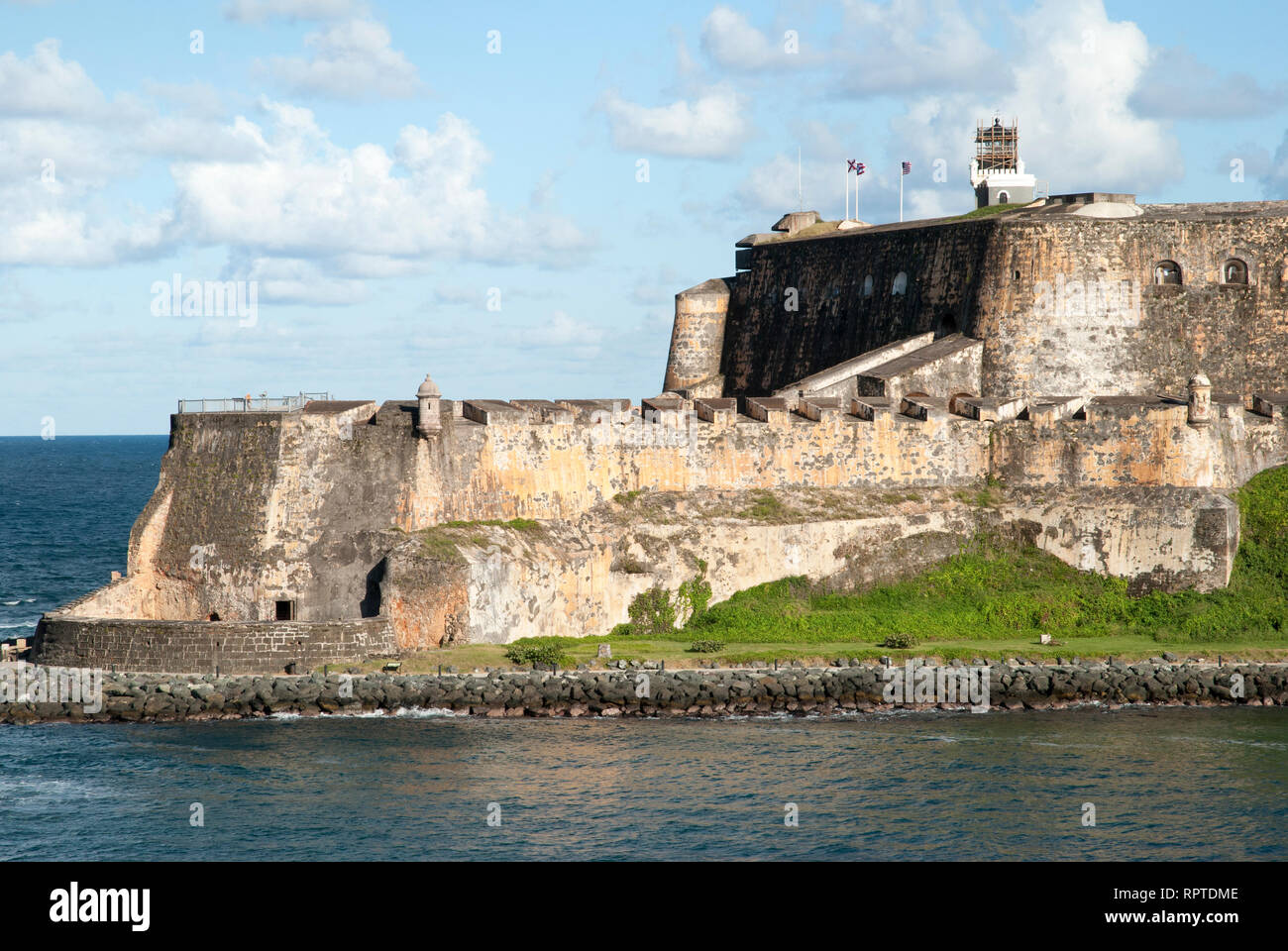 Die historischen 16. Jahrhundert spanische Festung San Felipe del Morro in der Altstadt von San Juan (Puerto Rico). Stockfoto