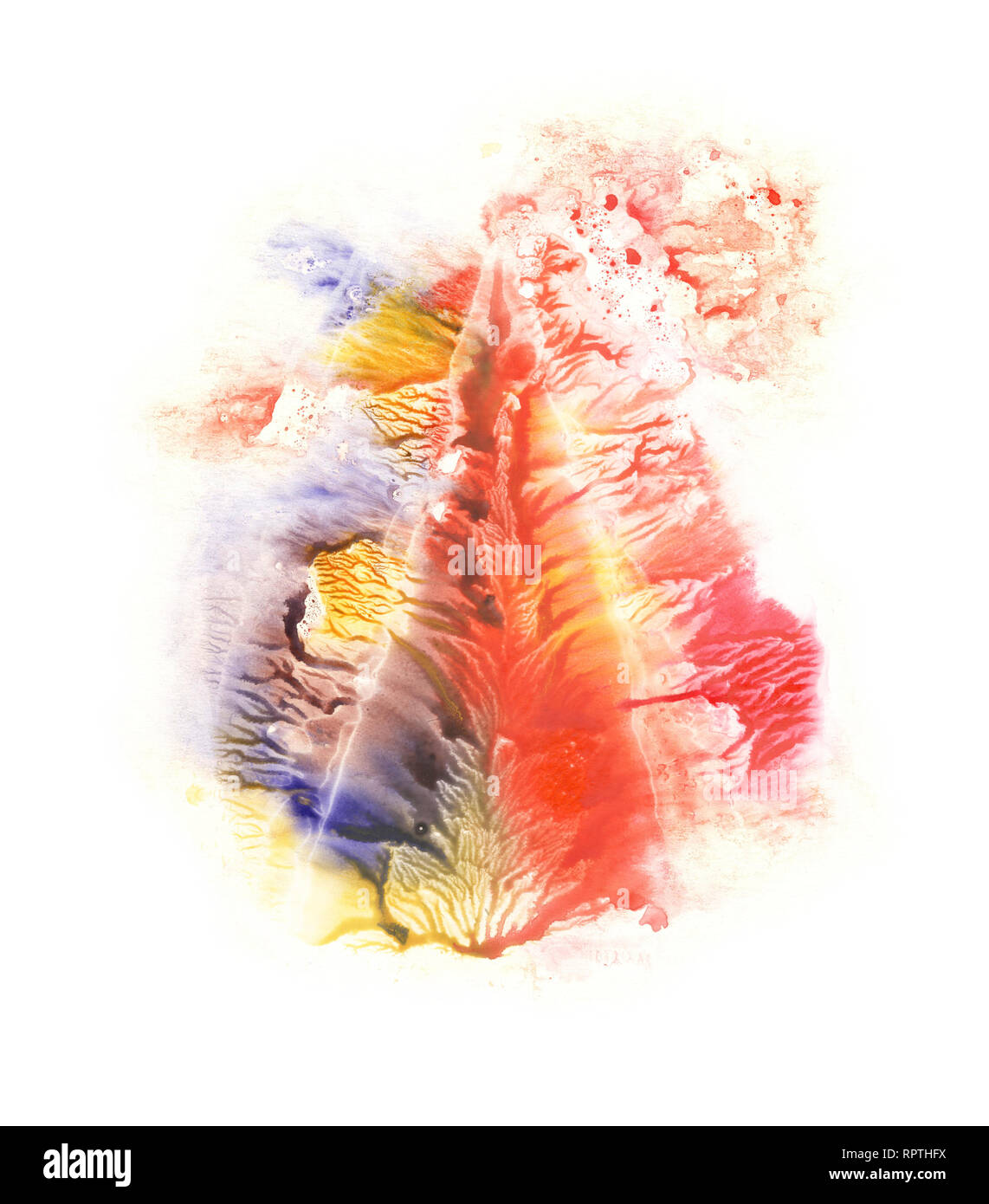 Dreieck. Blau, rot, orange und gelb Aquarell. Feine Zusammenfassung Hintergrund. Stockfoto