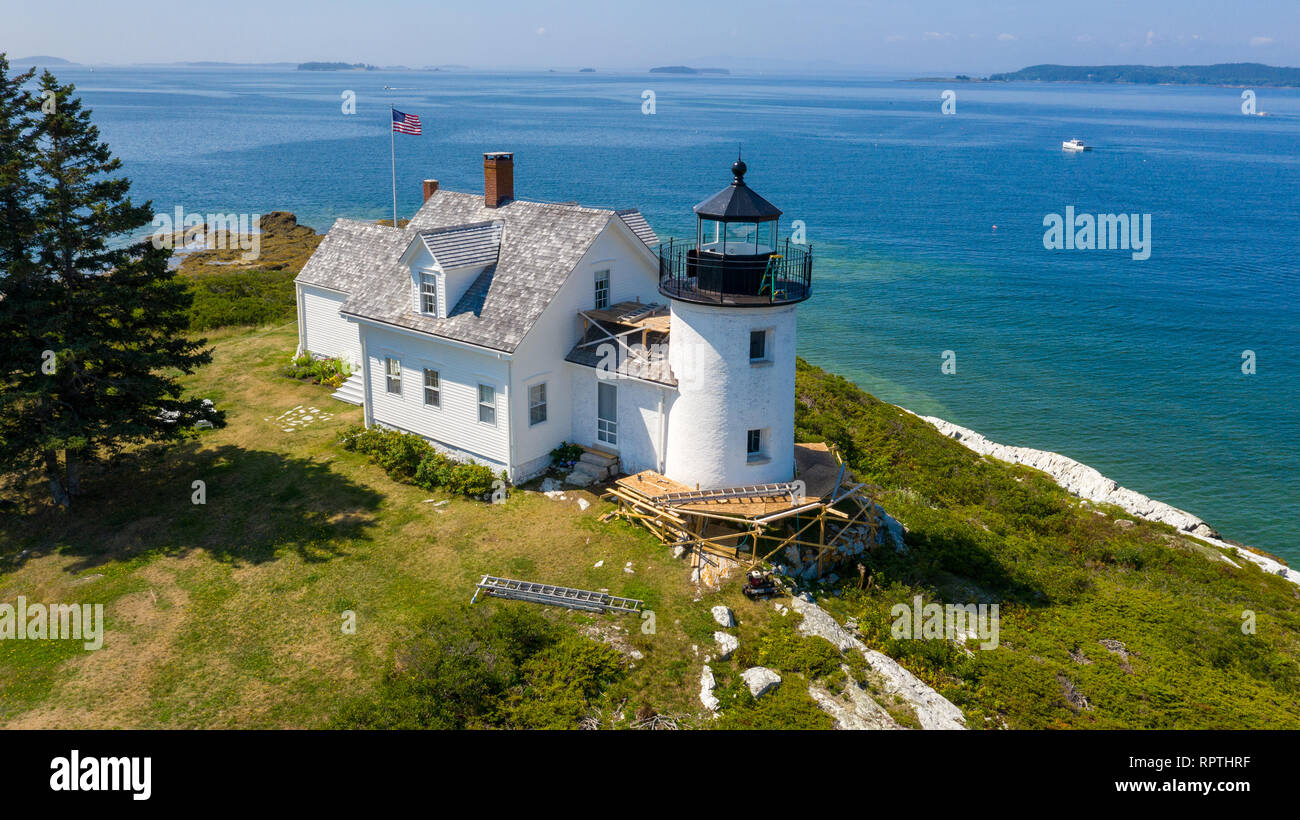 Pumpkin Island Lighthouse, Little Deer Isle, Deer Isle, ME Stockfoto