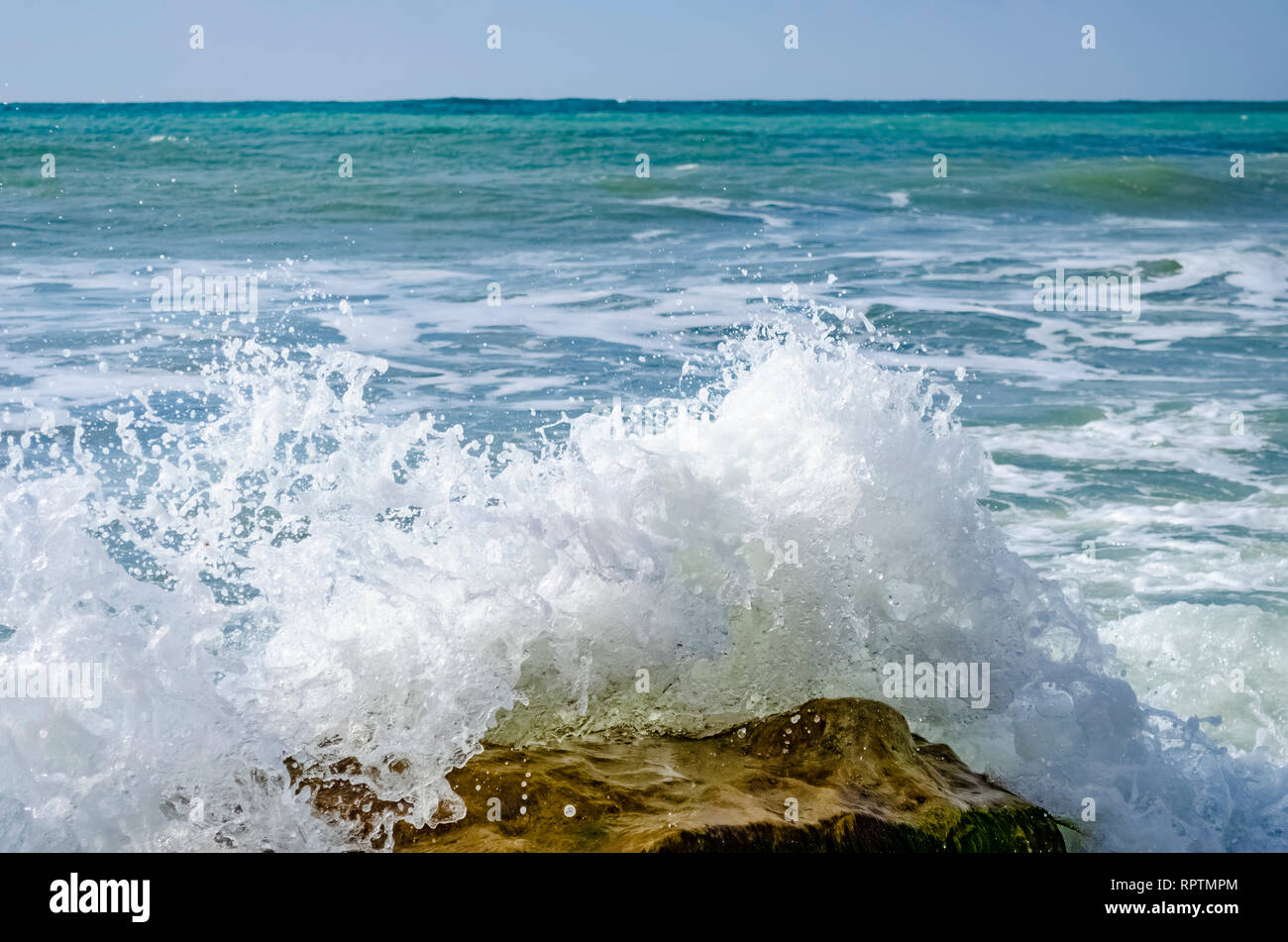 Spritzer Welle auf das Schwarze Meer in den Tag. Stockfoto