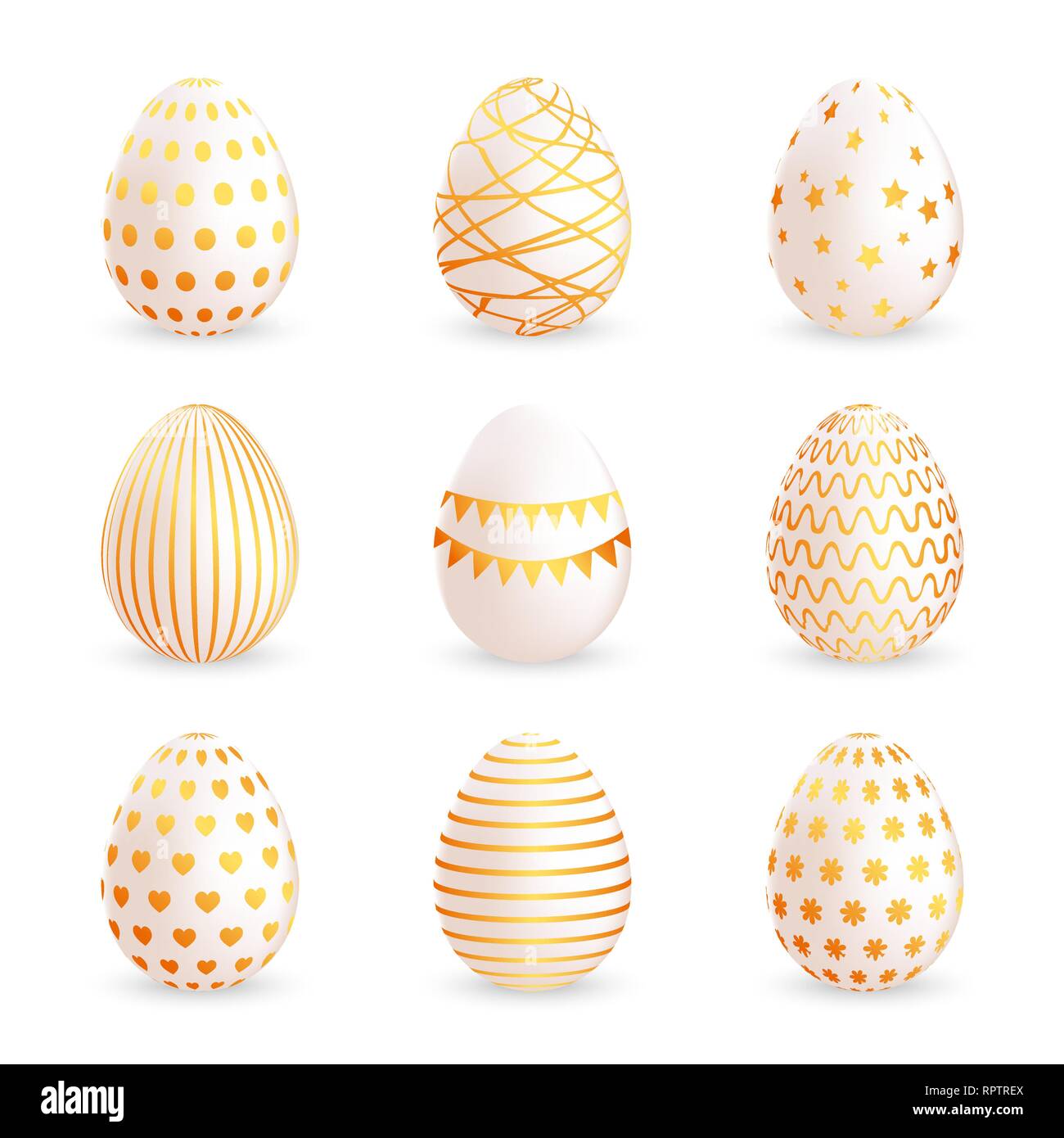 Einstellen der Ostereier isoliert auf weißem Hintergrund. Vector Illustration Stock Vektor