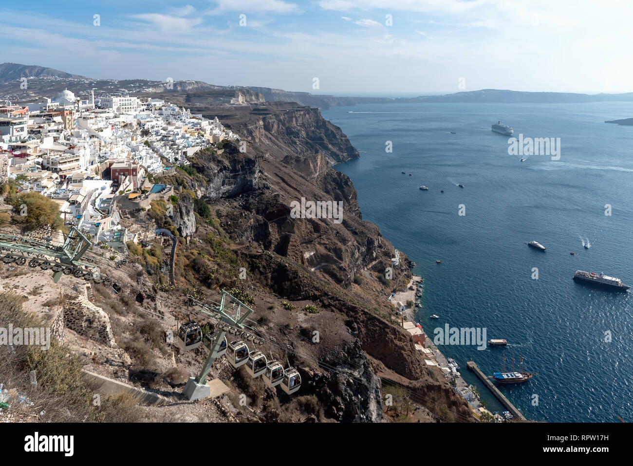 Anzeigen von Thira Dorf - Ägäis - Santorin - Griechenland Stockfoto