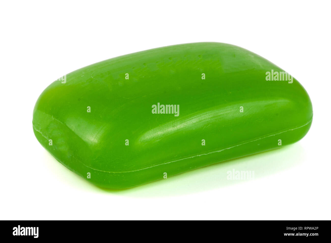 Glycerin grüne Seife Balken auf weißem Hintergrund Stockfoto