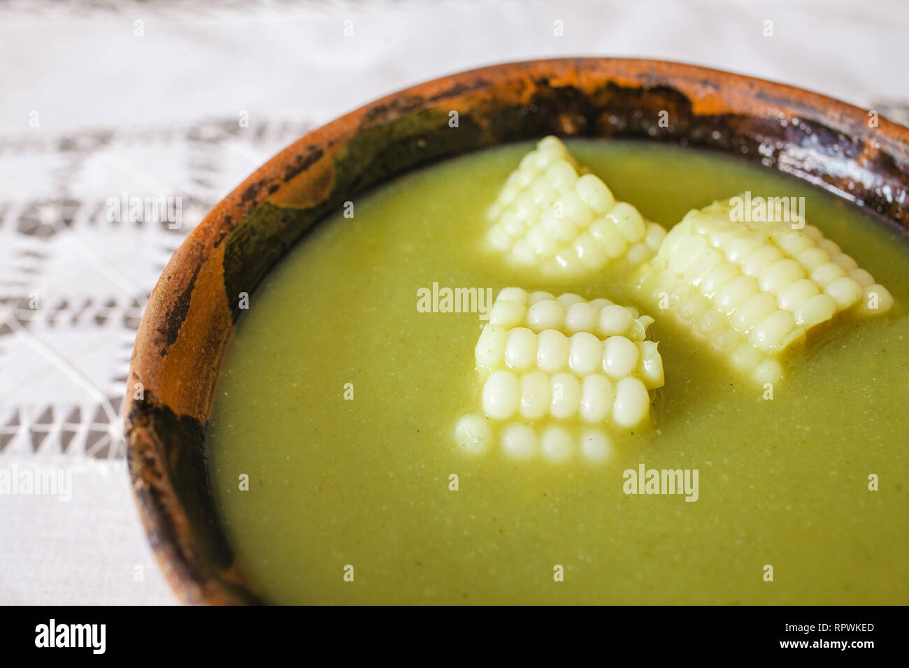 Chileatole und Mais Pikant Mexikanisch essen in Mexiko Stadt hausgemachte Stockfoto