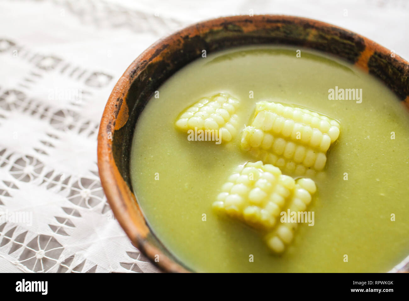 Chileatole und Mais Pikant Mexikanisch essen in Mexiko Stadt hausgemachte Stockfoto