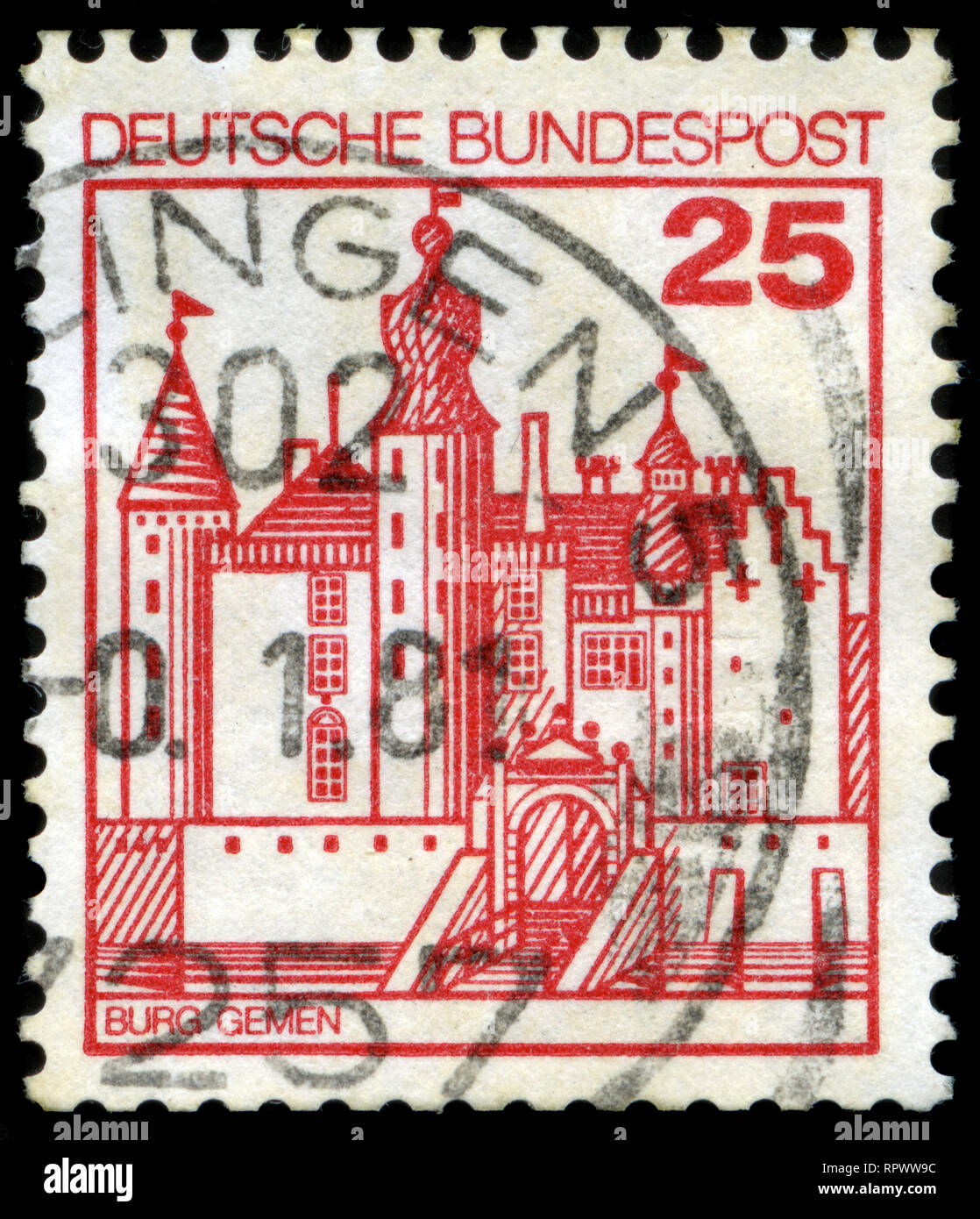 Briefmarke aus der Bundesrepublik Deutschland in den Festungen und Schlösser Serie 1979 ausgestellt Stockfoto