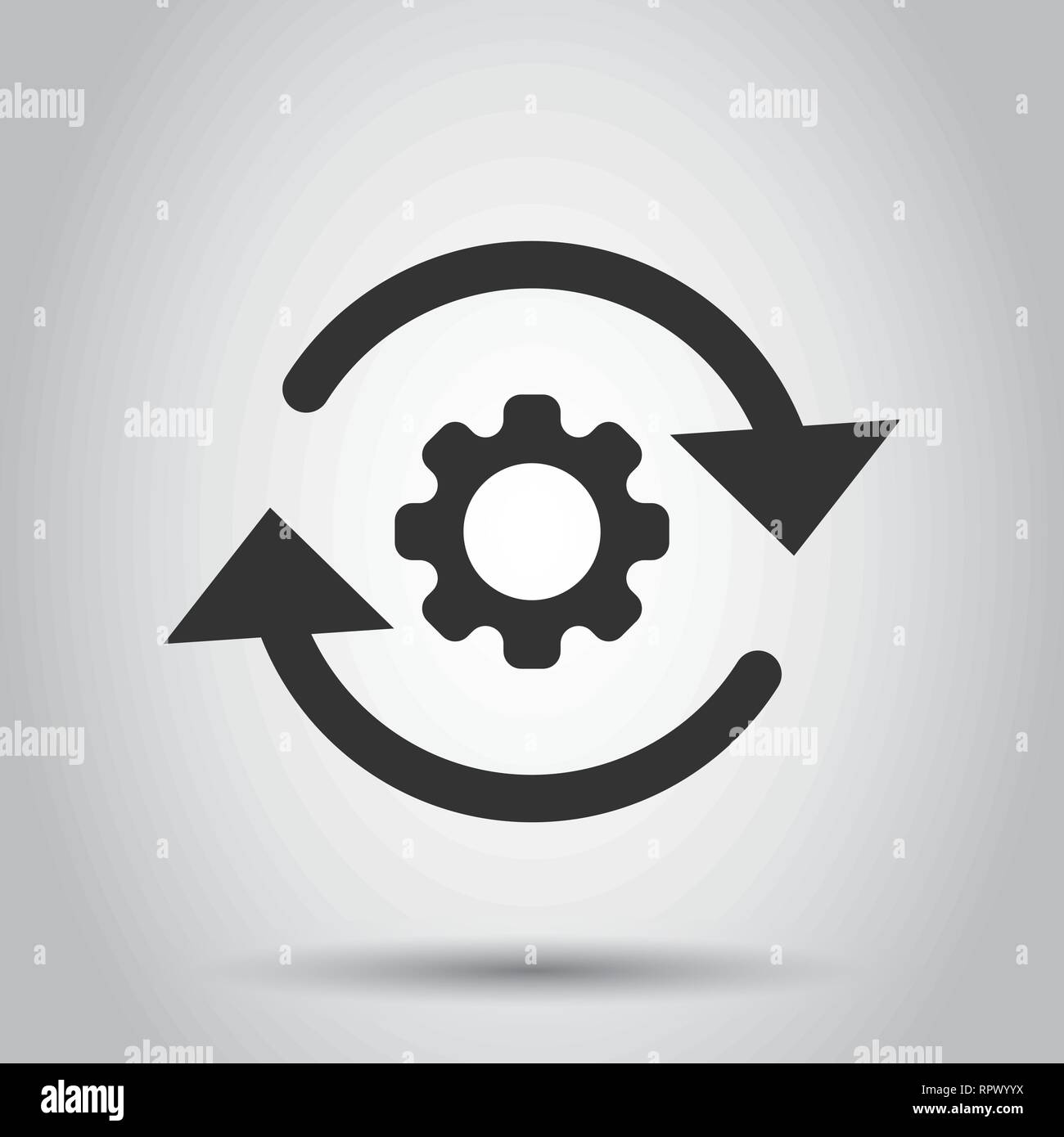 Workflow-prozess Symbol im flachen Stil. Zahnrad Zahnrad mit Pfeilen Vector Illustration auf weißem Hintergrund. Workflow Business Konzept. Stock Vektor