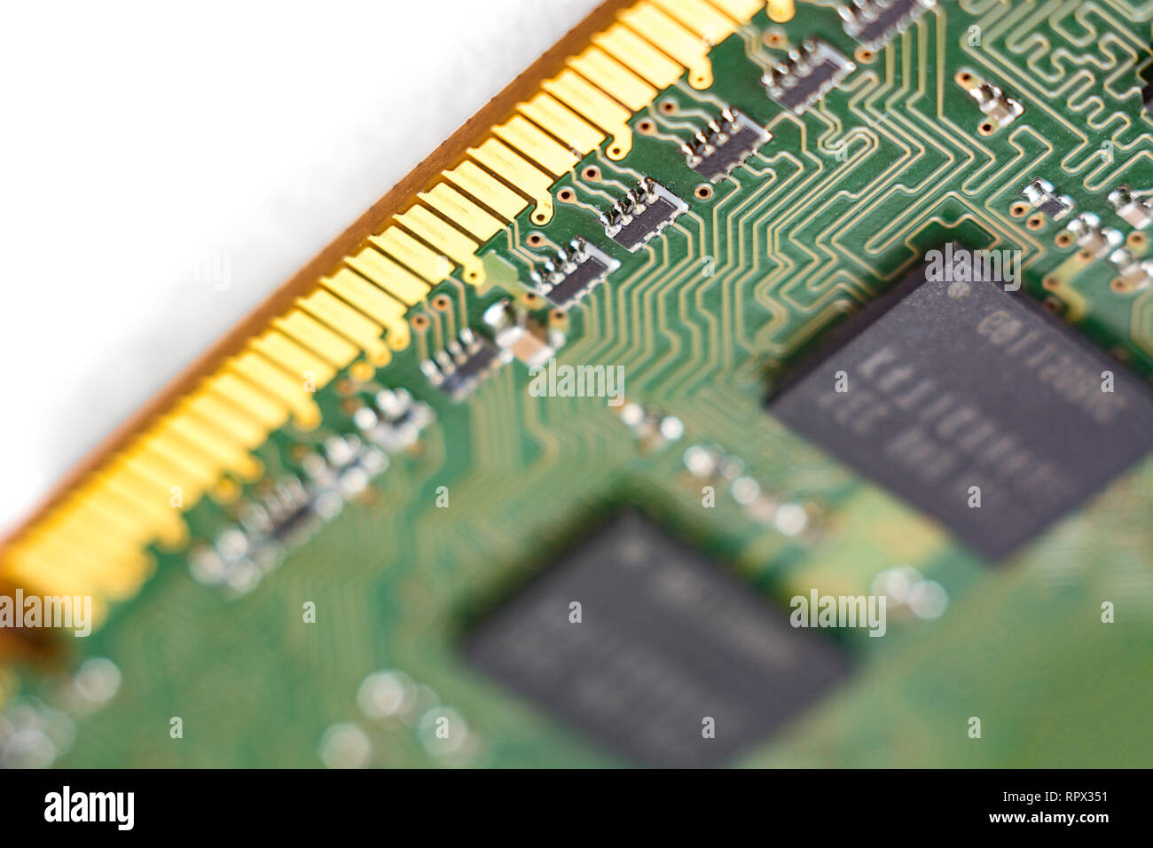 Computer RAM, Speicher, Arbeitsspeicher, random access memory, interner Speicher, onboard, Detail, Nahaufnahme, hohe Auflösung, auf Pfingstmontag isoliert Stockfoto