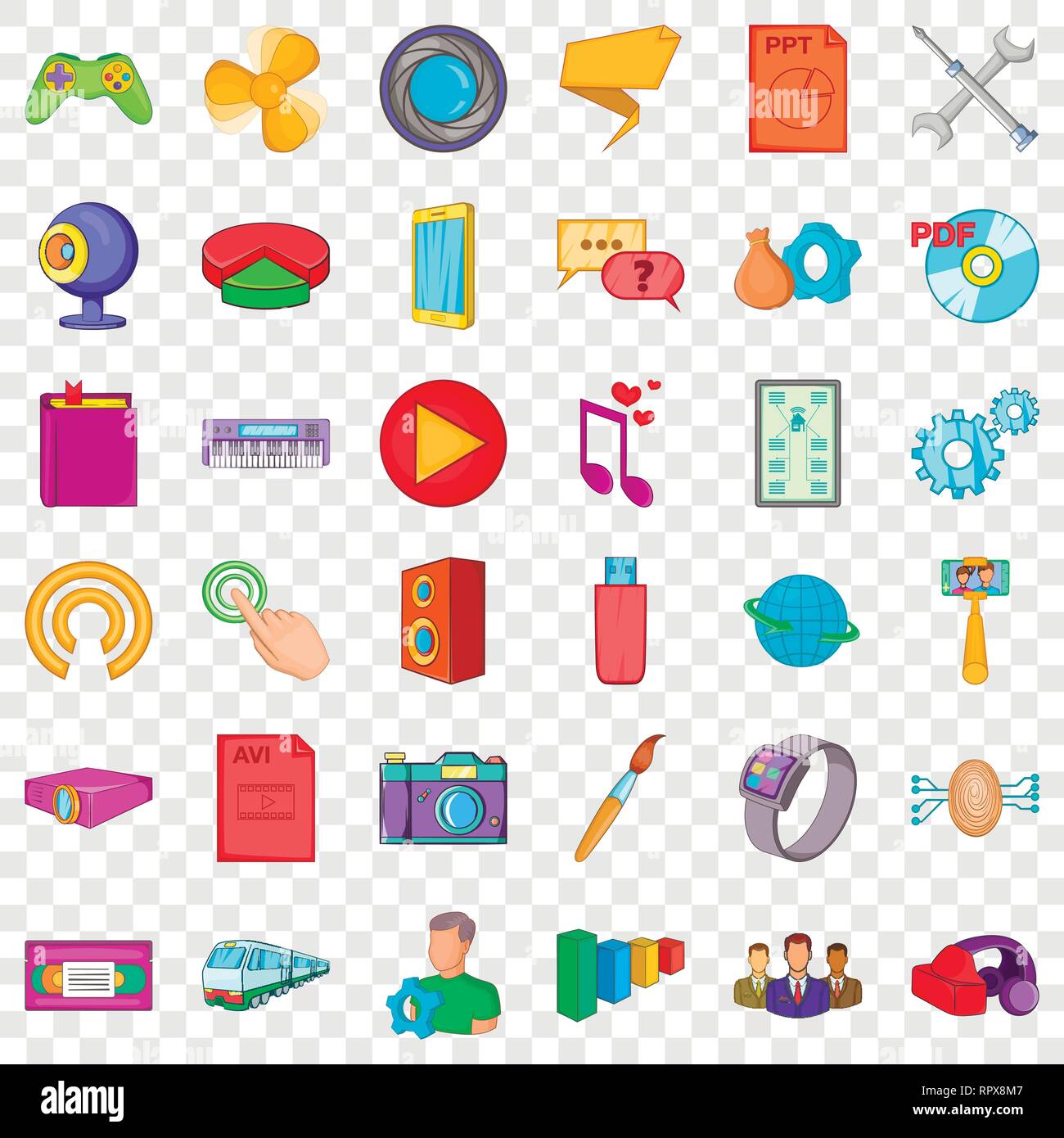 Anwendung für mobile Icons Set, Cartoon-Stil Stock Vektor
