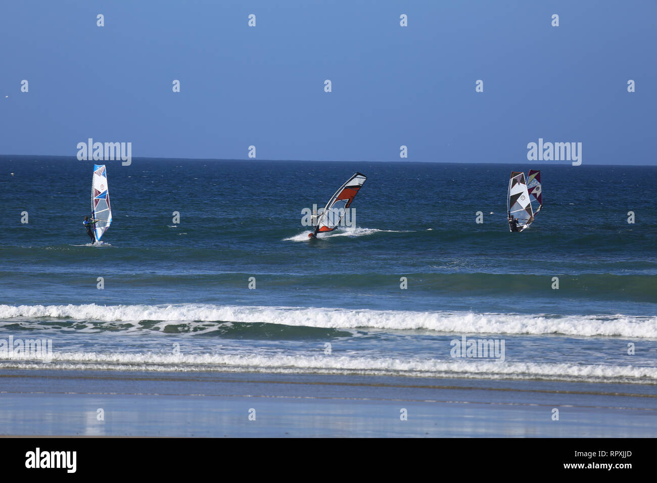 Windsurfer Aktivitäten wilden Atlantik, County Kerry, Irland Stockfoto