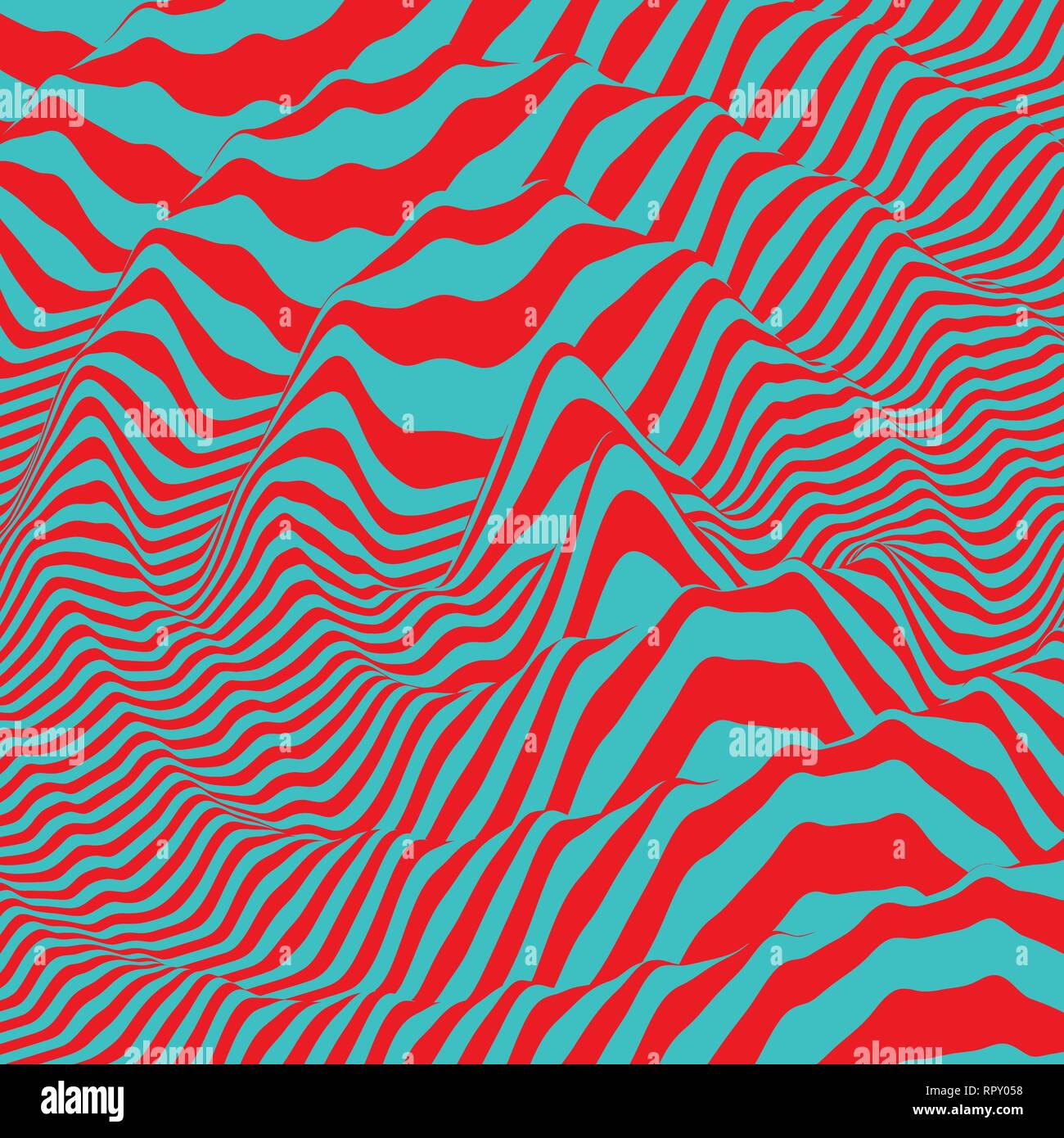 Wellenform Hintergrund. Dynamische visuelle Wirkung. Oberfläche Verzerrung. Muster mit optischen Täuschung. Vektor gestreift Abbildung. Schallwellen. Stock Vektor