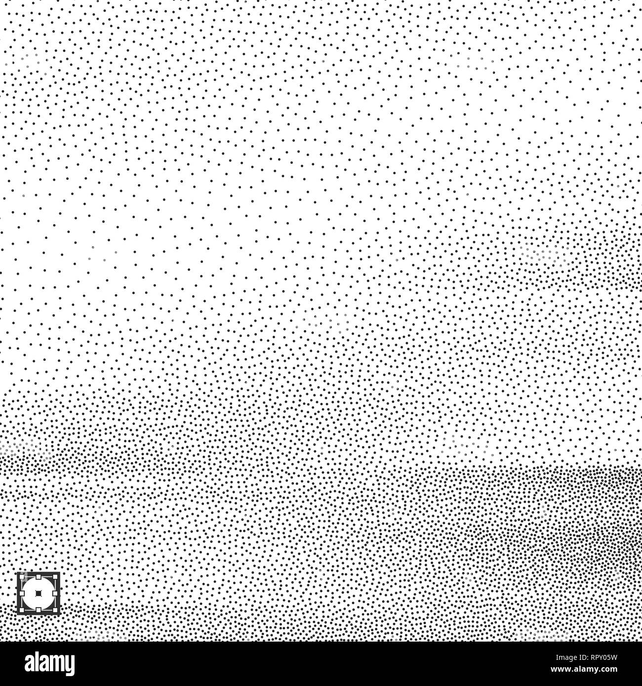 Wellenförmige Hintergrund. Schwarze und weiße körnig dotwork Design. Pointillismus Muster. Gepunktete Vector Illustration. Stock Vektor
