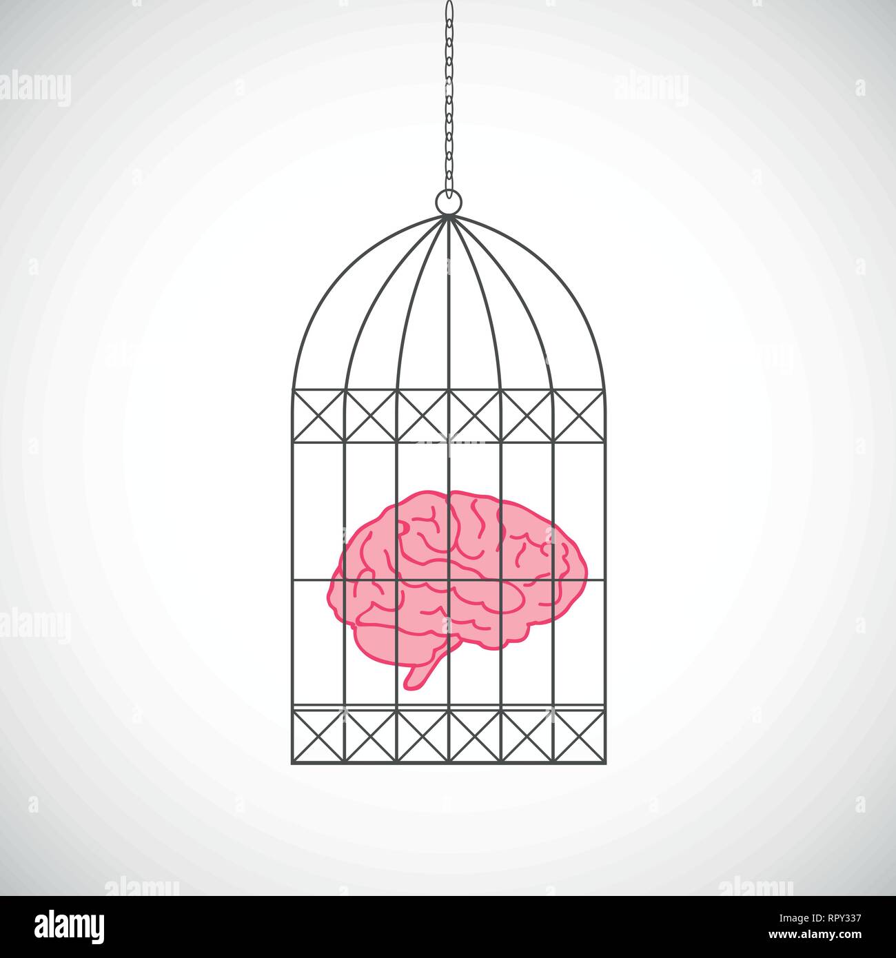 Gehirn in einem Vogelkäfig Vektor-illustration EPS 10. Stock Vektor