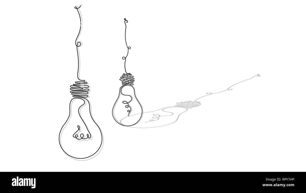 Malte Glühlampen für Hintergründe in Form von Drähten, für Innen, Design, Werbung, Ideen, Symbole, Web. Vektor Skizze. Stock Vektor