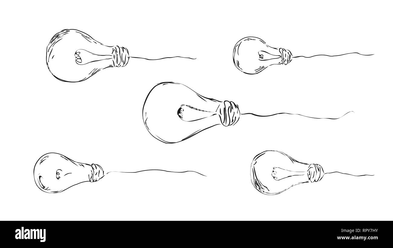 Stilvolle, bemalte Lampen für Hintergrund, Interieur, Design, Werbung, Ideen, Symbole, Webseiten, Bilder, Bildschirmschoner. Vektor Skizze. Stock Vektor