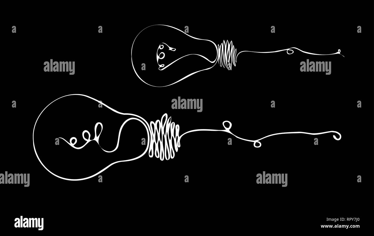 Stilvolle, bemalte Lampen auf einem dunklen Hintergrund in Form von Drähten, für Innen, Design, Werbung, Ideen, Symbole, Webseiten, Einrichtung. Stock Vektor