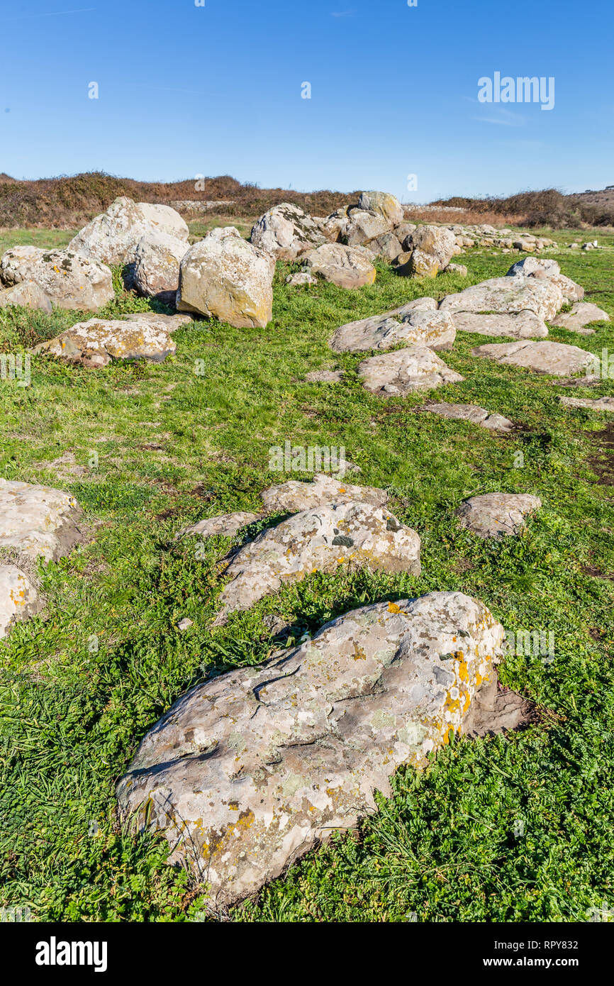 Riesige thombs s aus der Bronzezeit an der Ausgrabungsstätte von Tamuli, Insel Sardinien, Italien Stockfoto