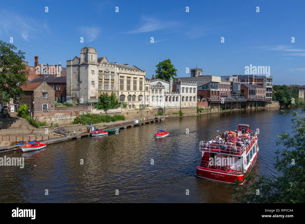 Touristenboot Fluss Prinz von City Cruises York Kreuzfahrt auf dem Fluss Ouse, Stadt York, UK. Stockfoto
