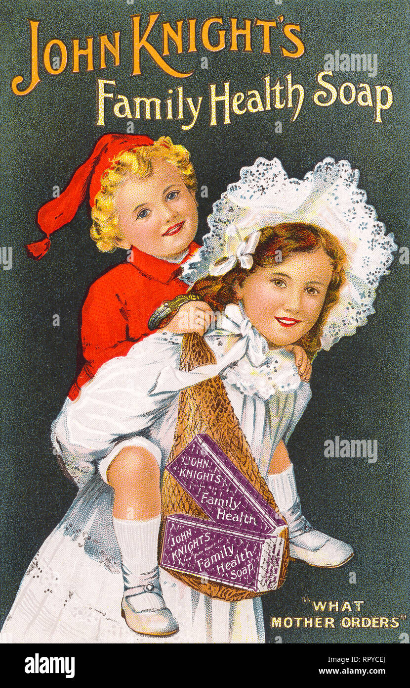 Vintage Werbe Postkarte für John Knight's Familie Gesundheit Seife. Stockfoto