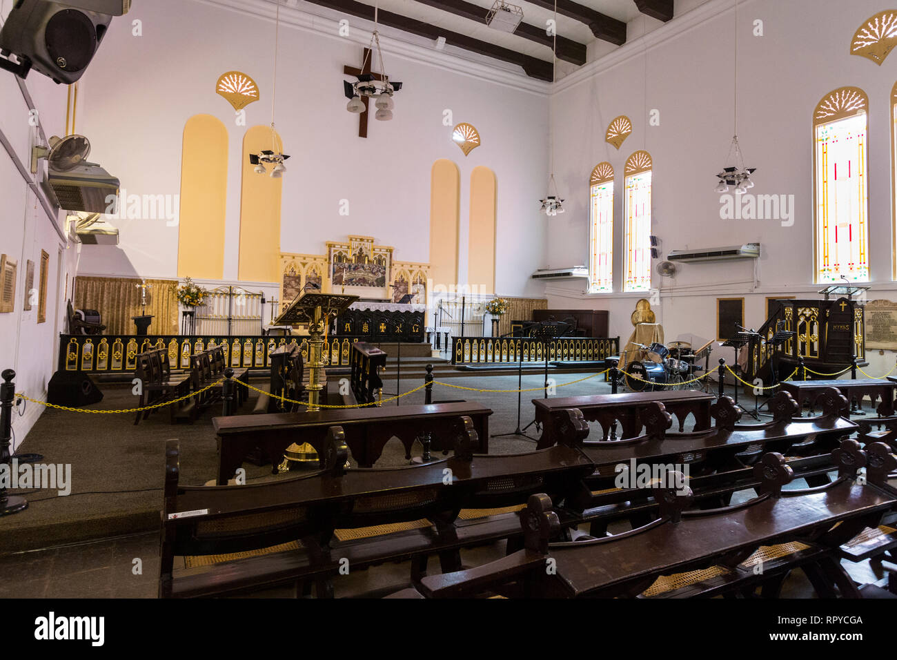 Christus Kirche Innenraum, Niederländisch, 1753. Melaka, Malaysia. Stockfoto