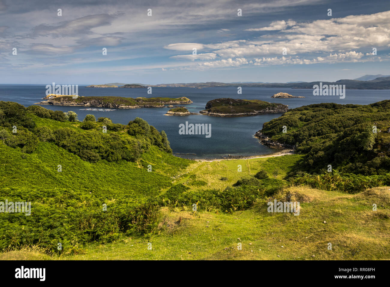 Typische Küstenlandschaft bei Lochinver, Sutherland, Highlands Schottland Stockfoto