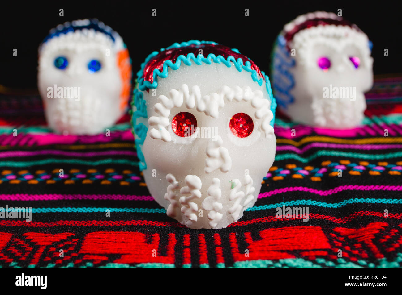 Sugar skulls für "Dia de los Muertos" Feier in Mexiko benutzt Stockfoto
