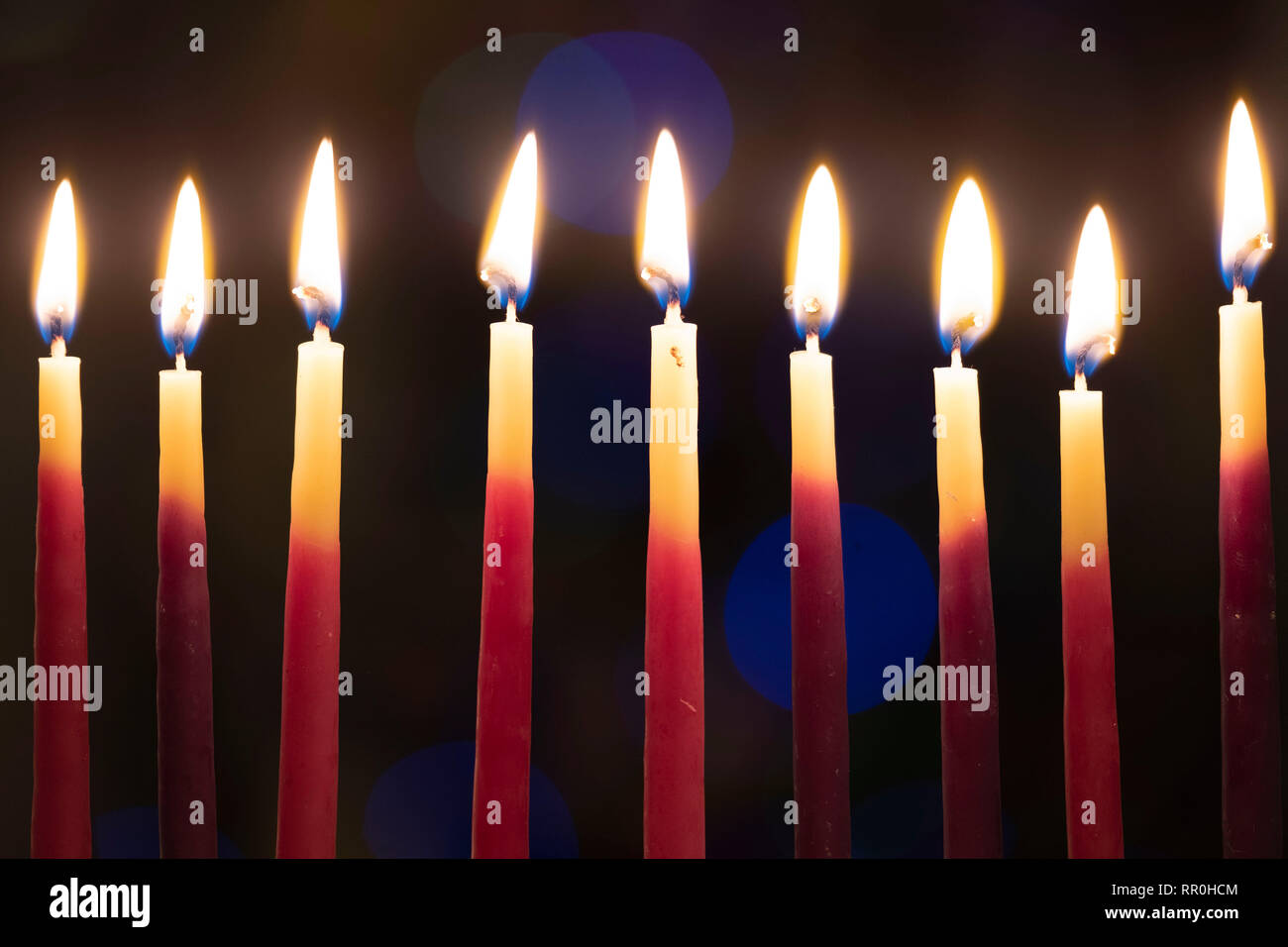 Hanukkah Kerzen brennen während der Ferienzeit Stockfoto