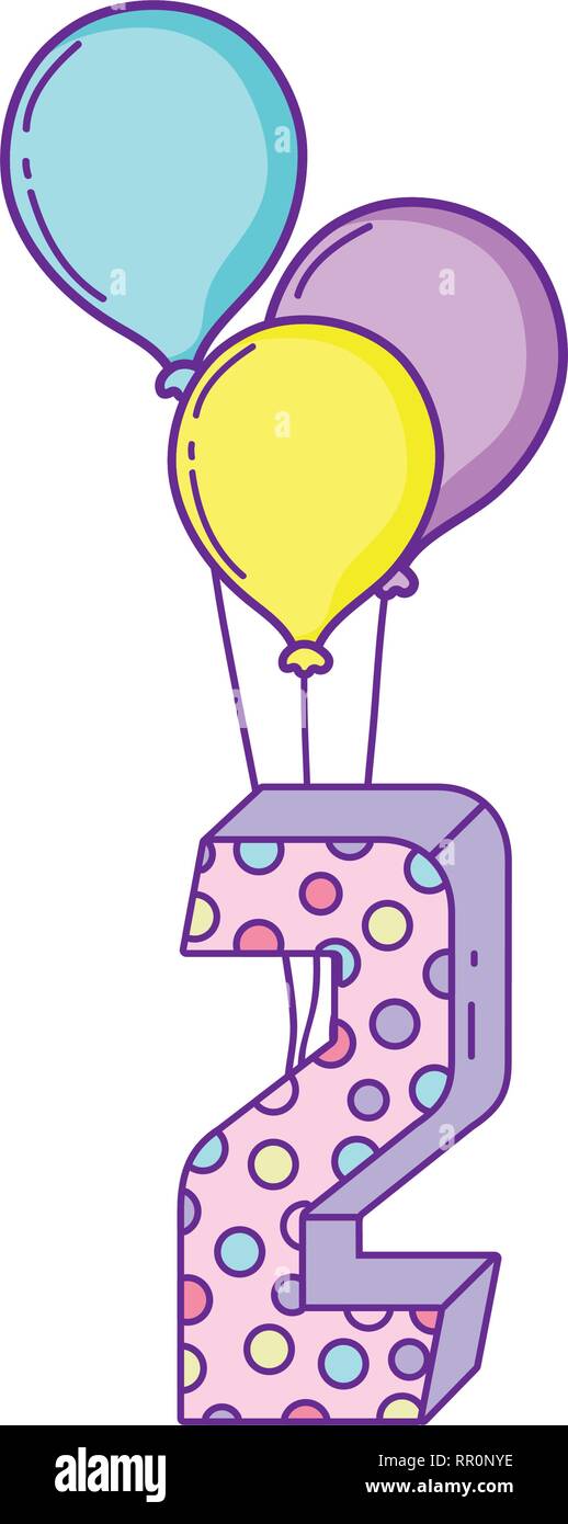 Party ballons Helium mit Kerze Nr. 2 Stock Vektor
