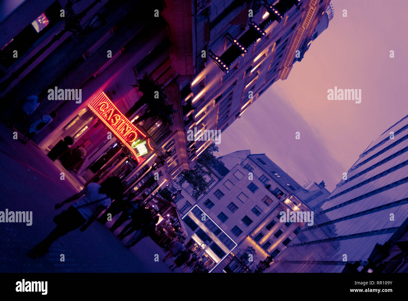 Stadt Straße, casino Namensschild Stockfoto