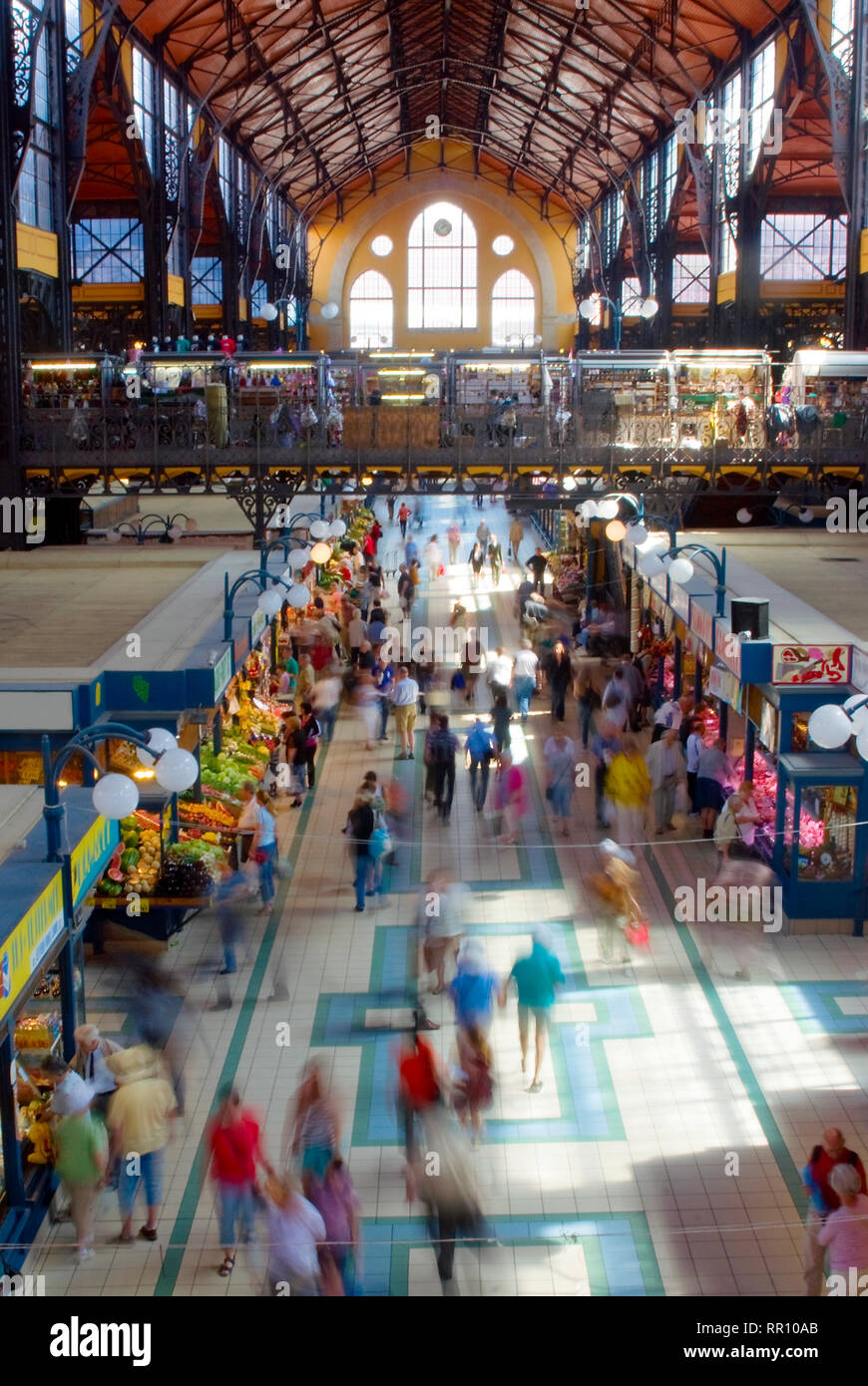 Große Markthalle in Budapest, Anbauteile innen Stockfoto