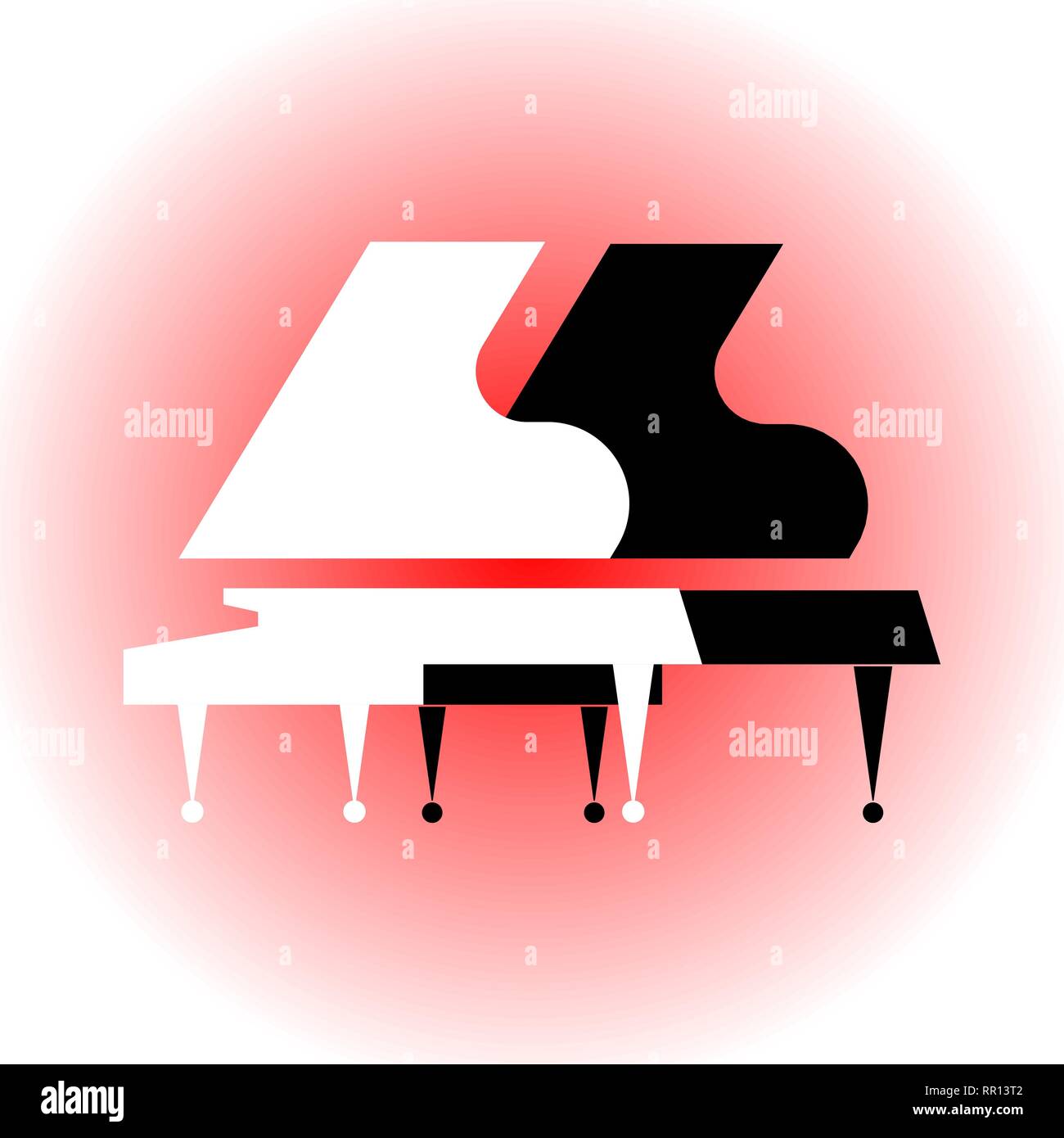 Musikinstrumente Symbol Der Klassischen Musik Auf Einem Roten Hintergrund Zusammensetzung Mit Schattenrissen Von Zwei Flugeln Stilisierte Schwarze Und Weisse G Stock Vektorgrafik Alamy