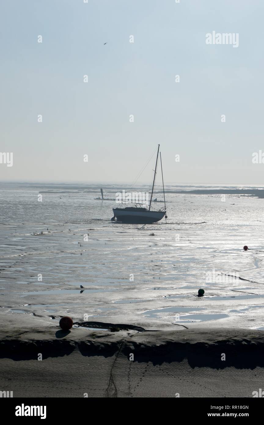 Boote auf dem Fluss Thames Estuary, Leigh-on-Sea Stockfoto