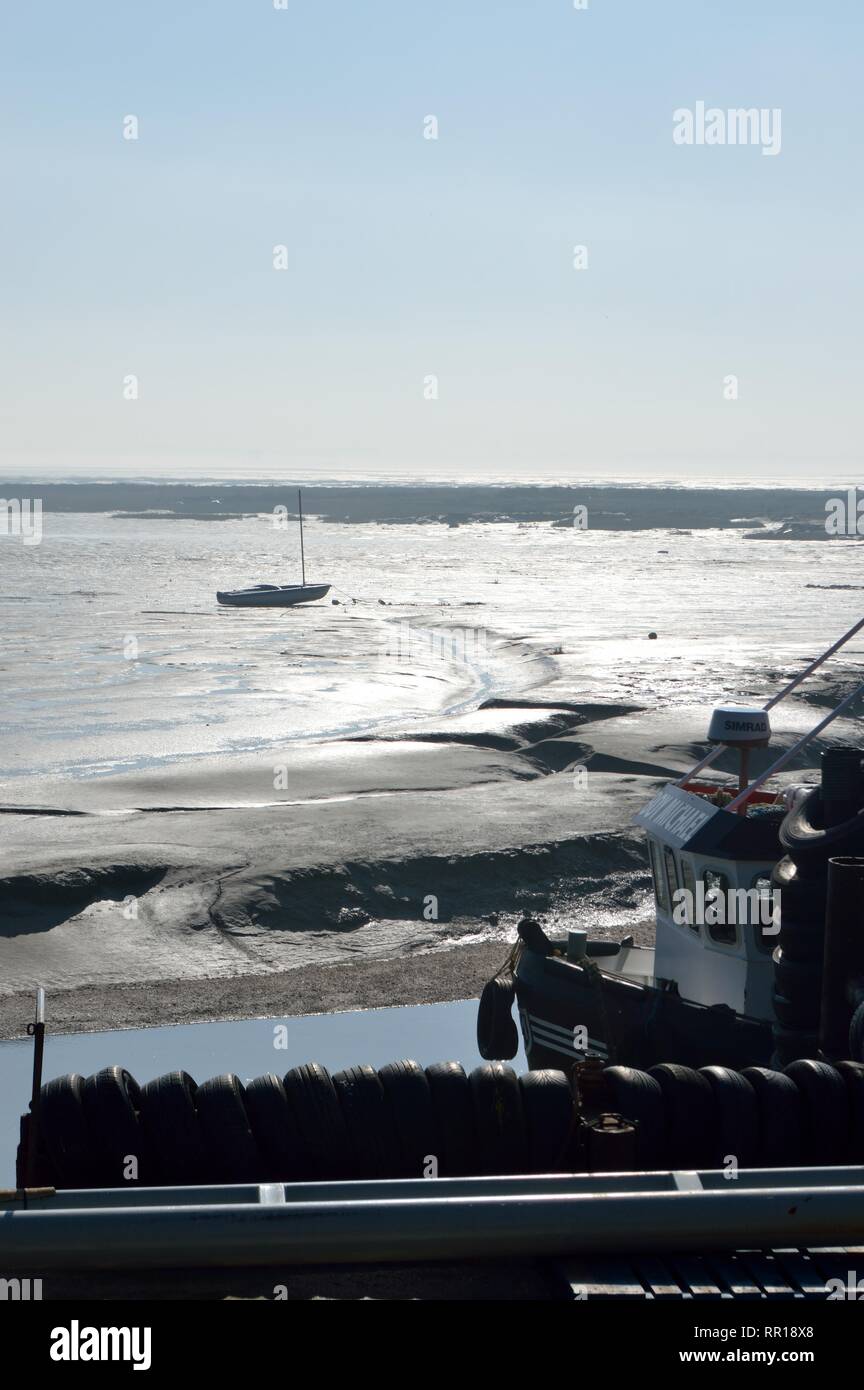 Boote auf dem Fluss Thames Estuary, Leigh-on-Sea Stockfoto