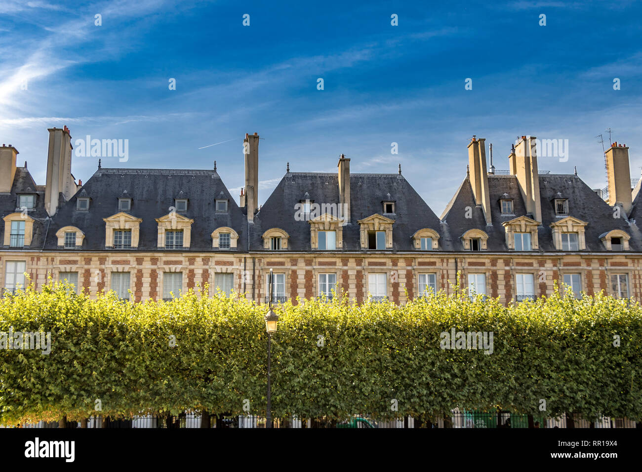 Place des Vosges Paris Le Marais. Stockfoto