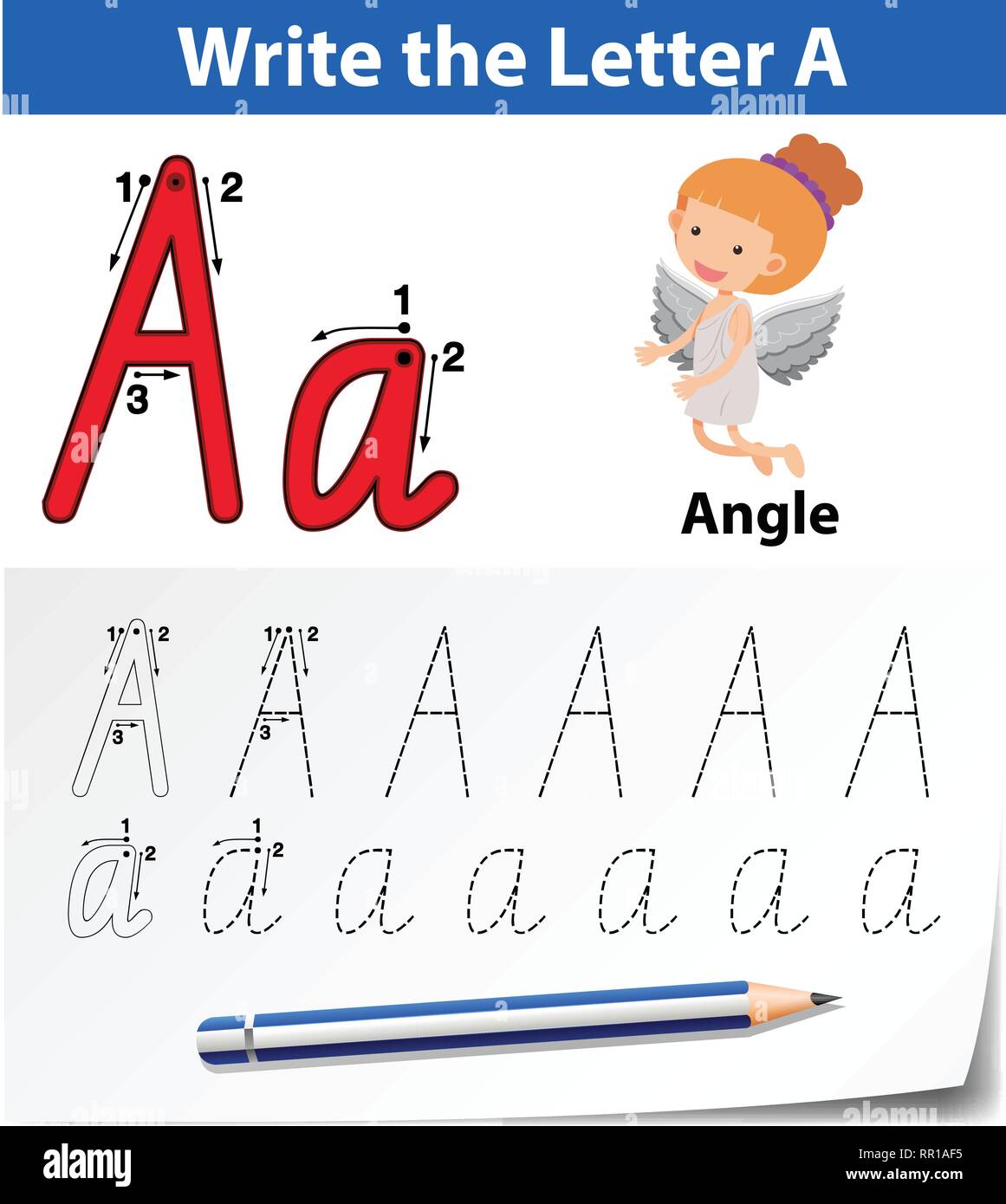 Brief eine Ablaufverfolgung Abbildung alphabet Arbeitsblätter Stock Vektor
