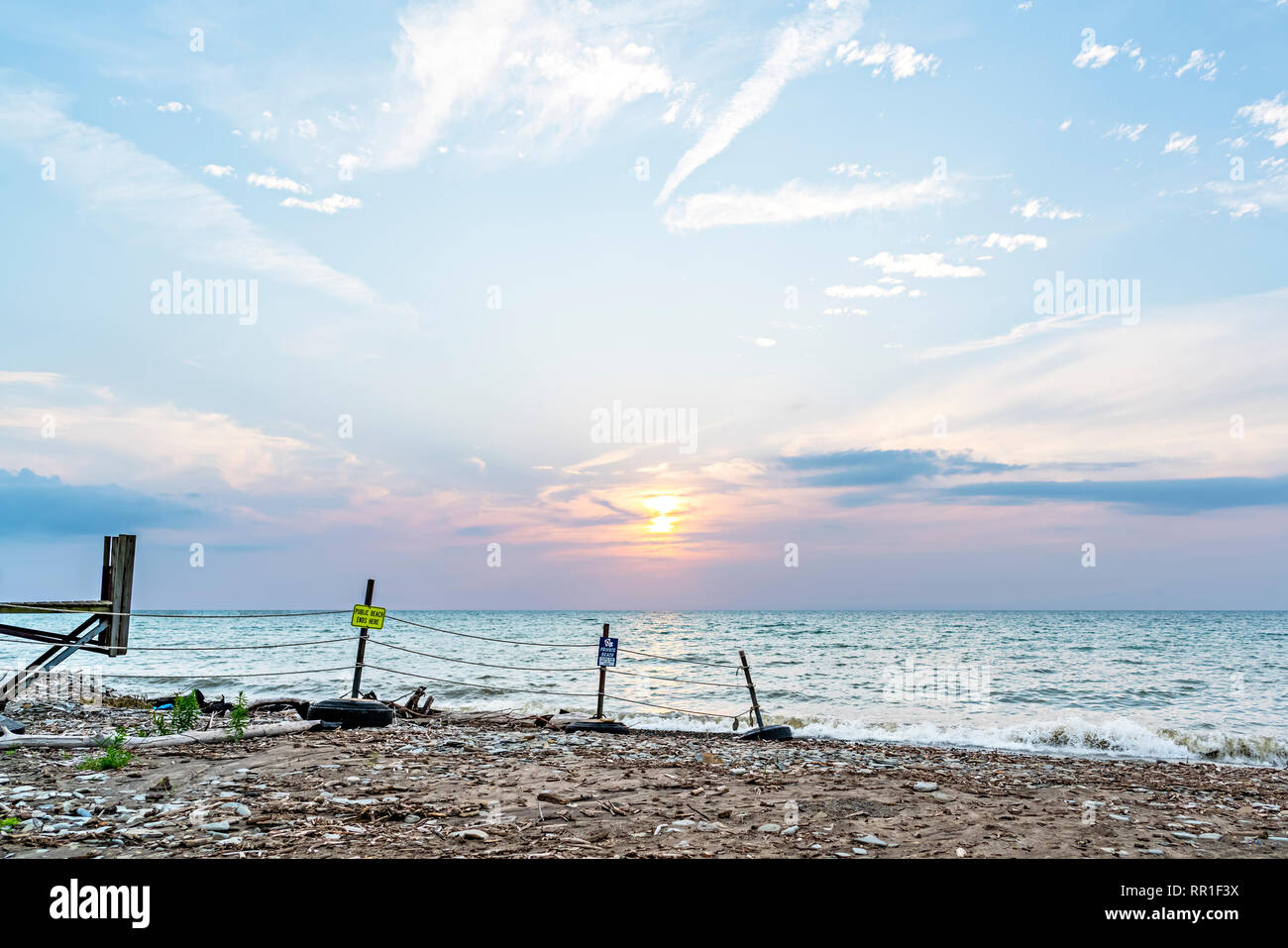 Felsigen Strand am Erie See Stockfoto