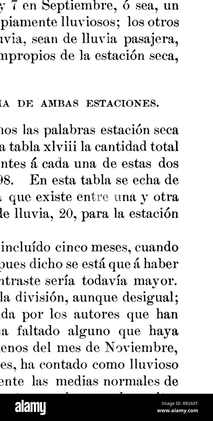 . El archipiélago Filipino: colección de datos geográficos, estadísticos, cronológicos y Científicos, relativos Al mismo, anteriores entresacados de obras ú obtenidos con la propia observación y estudio. Filipinos; Natural History. 88 CLIMATOLOGÍA. Tabla XLYIII. Insgesamt de lluvia, y Días de lluvia de las estaciones Sera, y lluviosa, durante El período de 1865 à 1898. 1865 1866 1867 1868 1869 1870 1871 1872 1873 1874 1875 1876 1877 1878 1879 1880 1881 1882 1883 1884 1885 1886 1887 1888 1889 1890 1891 1892 1893 1894 1895 1896 1897 1898 Medias Estación seca. Lluvia. ciento. jnm. 498.9 2'254.1 13. Stockfoto