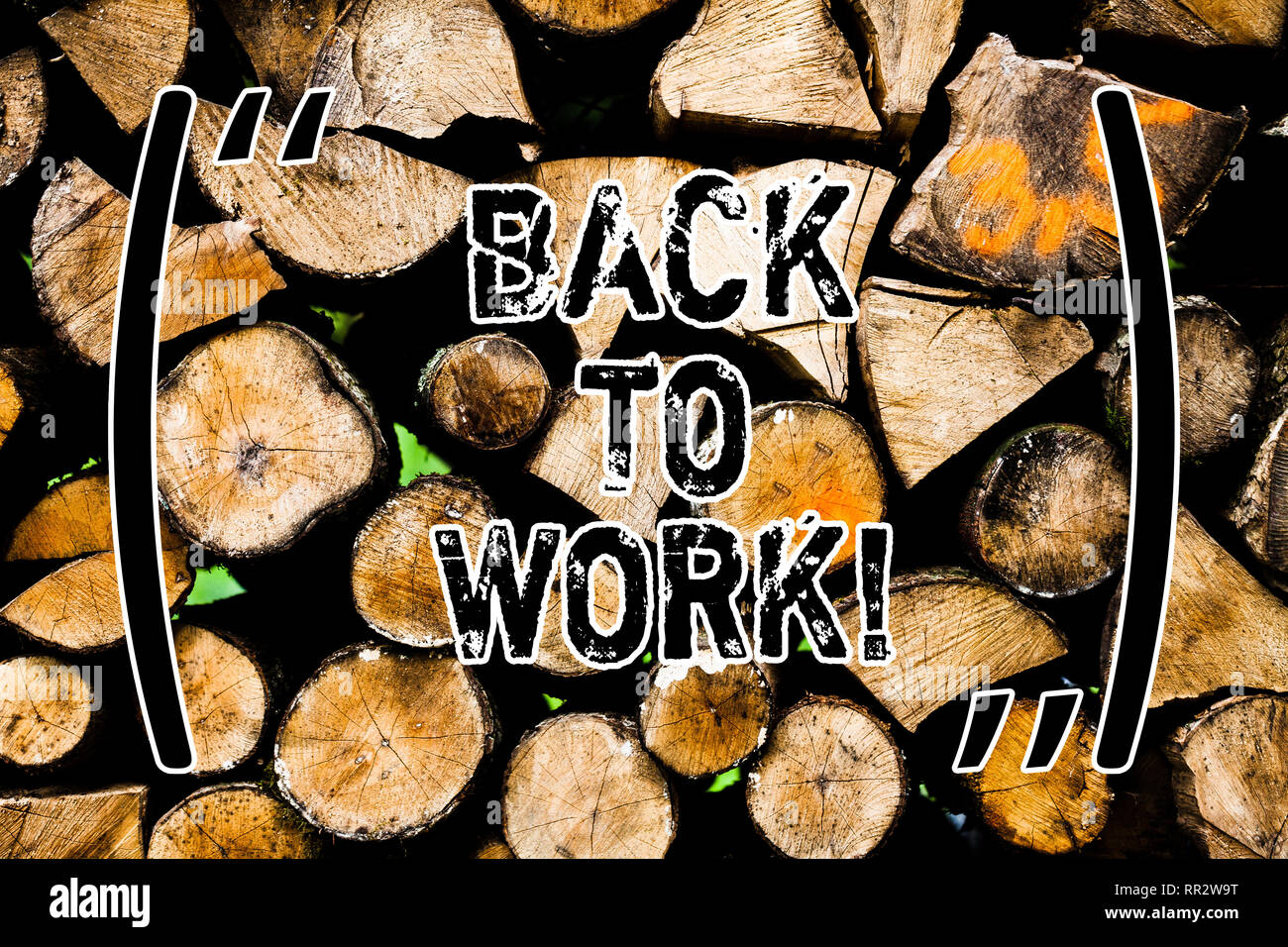Wort schreiben Text zurück zur Arbeit. Business Konzept für die Rückkehr zu Job Ende der Ferien oder Freizeit Holz- Hintergrund vintage Holz wild Nachricht Stockfoto