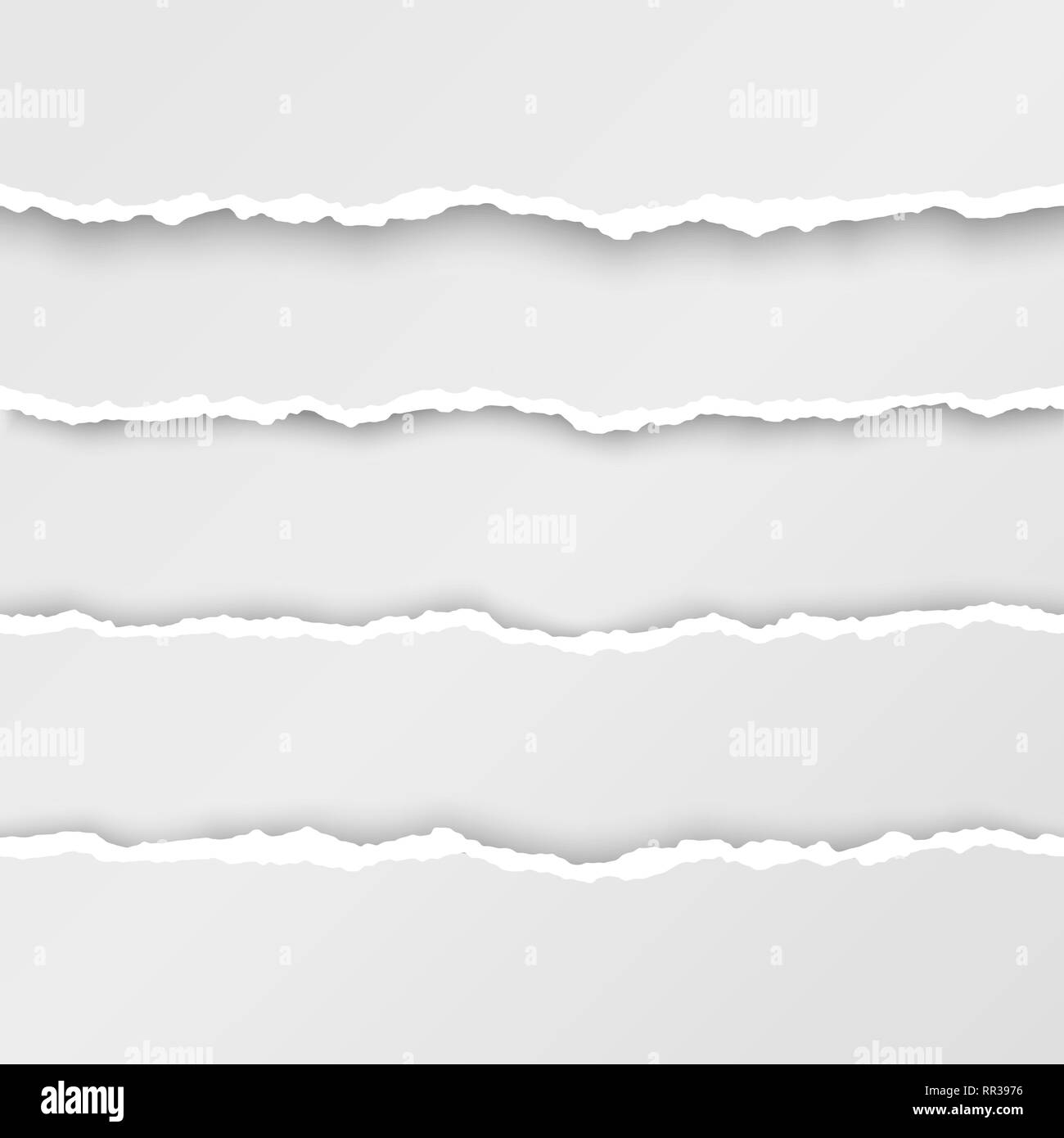 Eingestellt von zerrissenem Papier streifen. Papier Textur mit beschädigter Kante. Isolierte Vector Illustration Stock Vektor